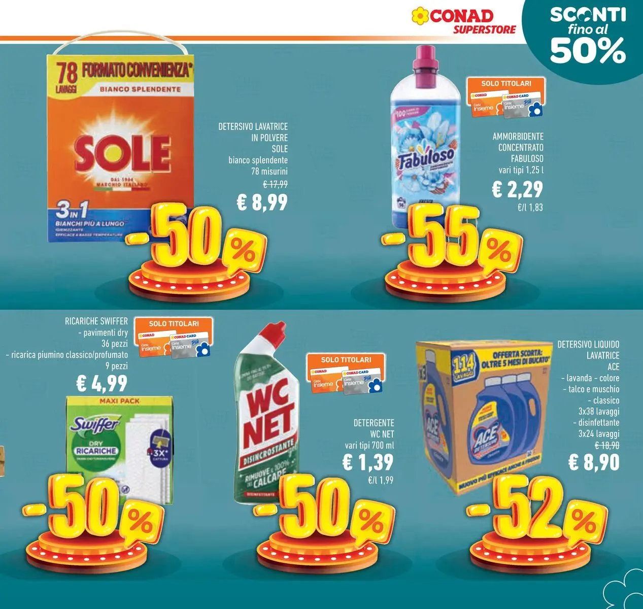 Volantino Conad dal 11/03/2026 > Anteprima | Pagina: 7 | Prodotti: Ammorbidente, Talco, Lavatrice, WC