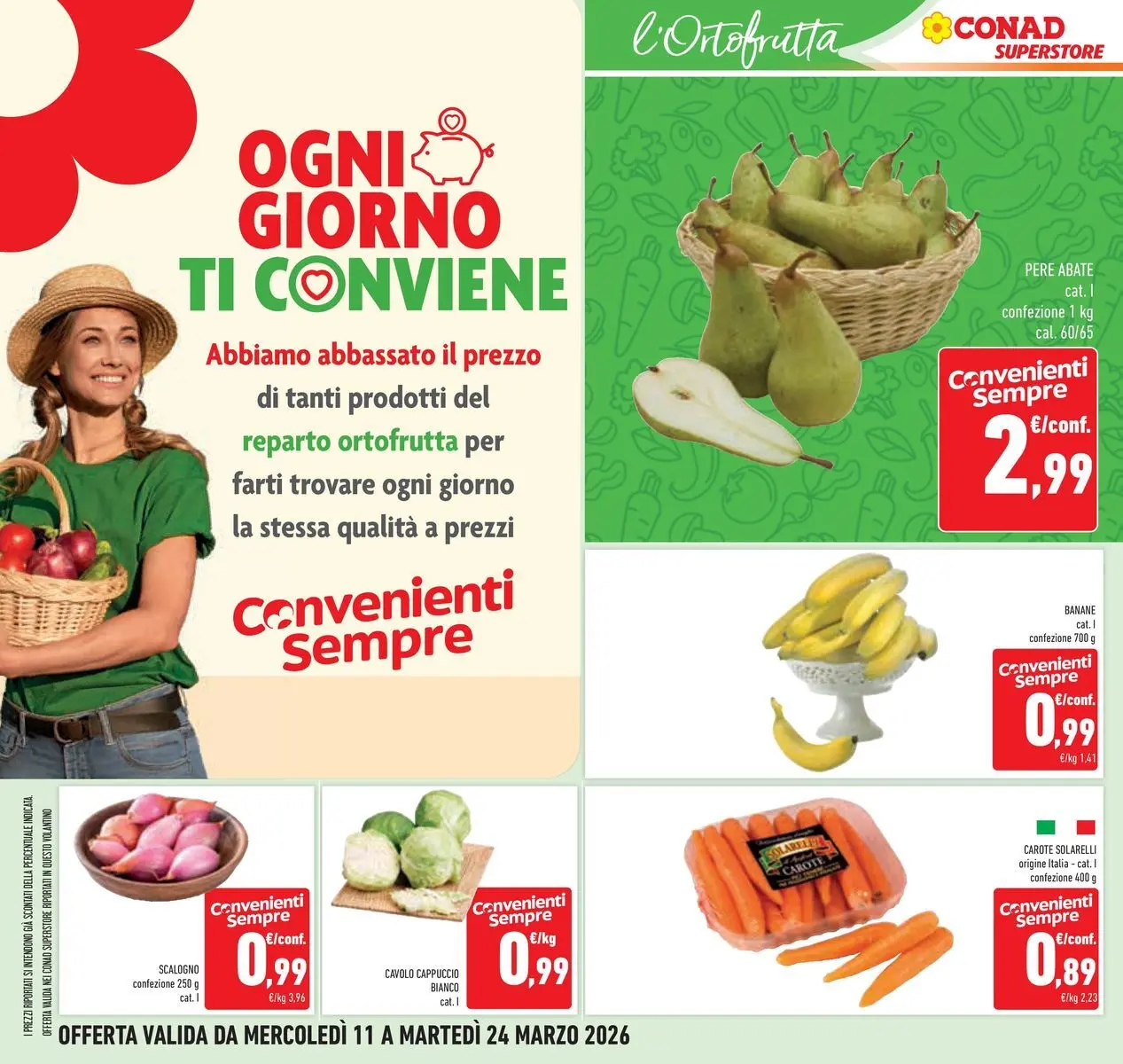 Volantino Conad dal 11/03/2026 > Anteprima | Pagina: 8 | Prodotti: Banane, Carote, Cavolo, Cappuccio