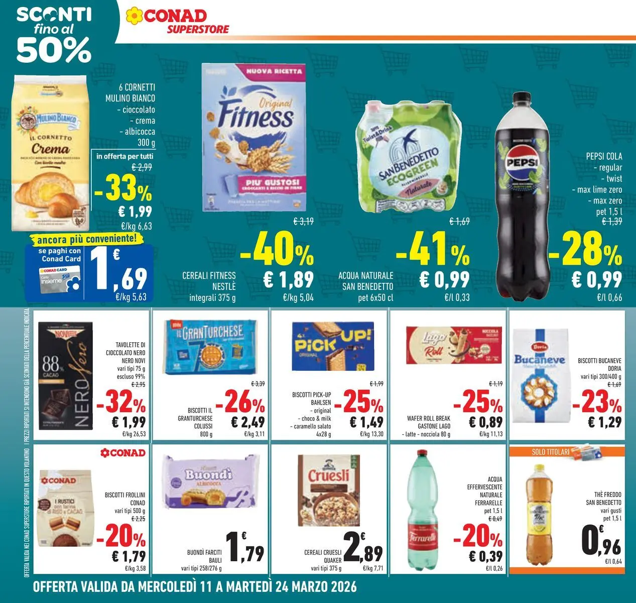 Volantino Conad dal 11/03/2026 > Anteprima | Pagina: 24 | Prodotti: Cornetto, The, Acqua naturale, Ferrarelle