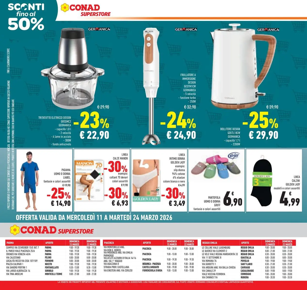 Volantino Conad dal 11/03/2026 > Anteprima | Pagina: 30 | Prodotti: Frullatore, Tritatutto, Calzini, Collant