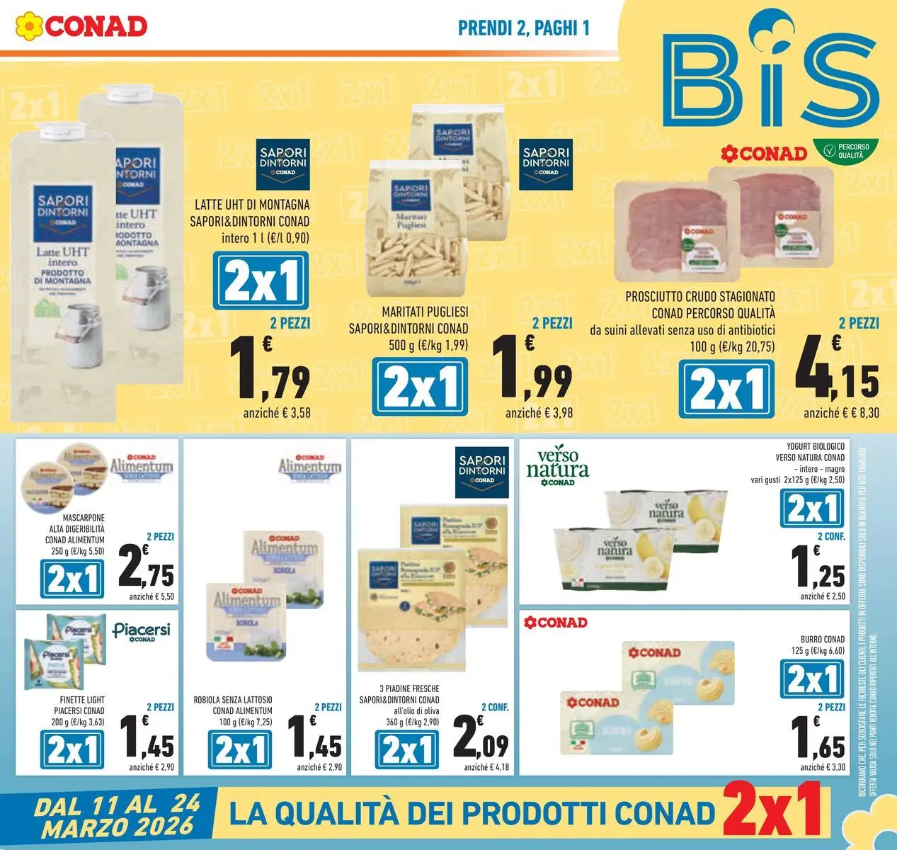 Volantino Conad dal 11/03/2026 > Anteprima | Pagina: 5 | Prodotti: Prosciutto Crudo, Yogurt, Latte, Robiola