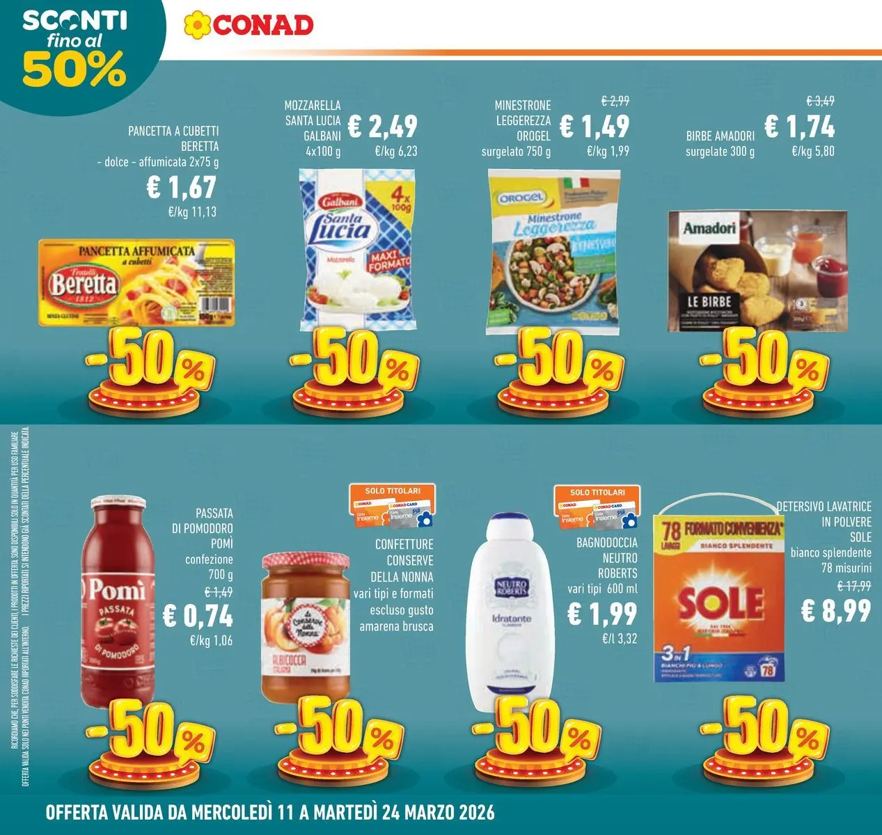 Volantino Conad dal 11/03/2026 > Anteprima | Pagina: 8 | Prodotti: Minestrone, Pancetta, Pomodoro, Amarena