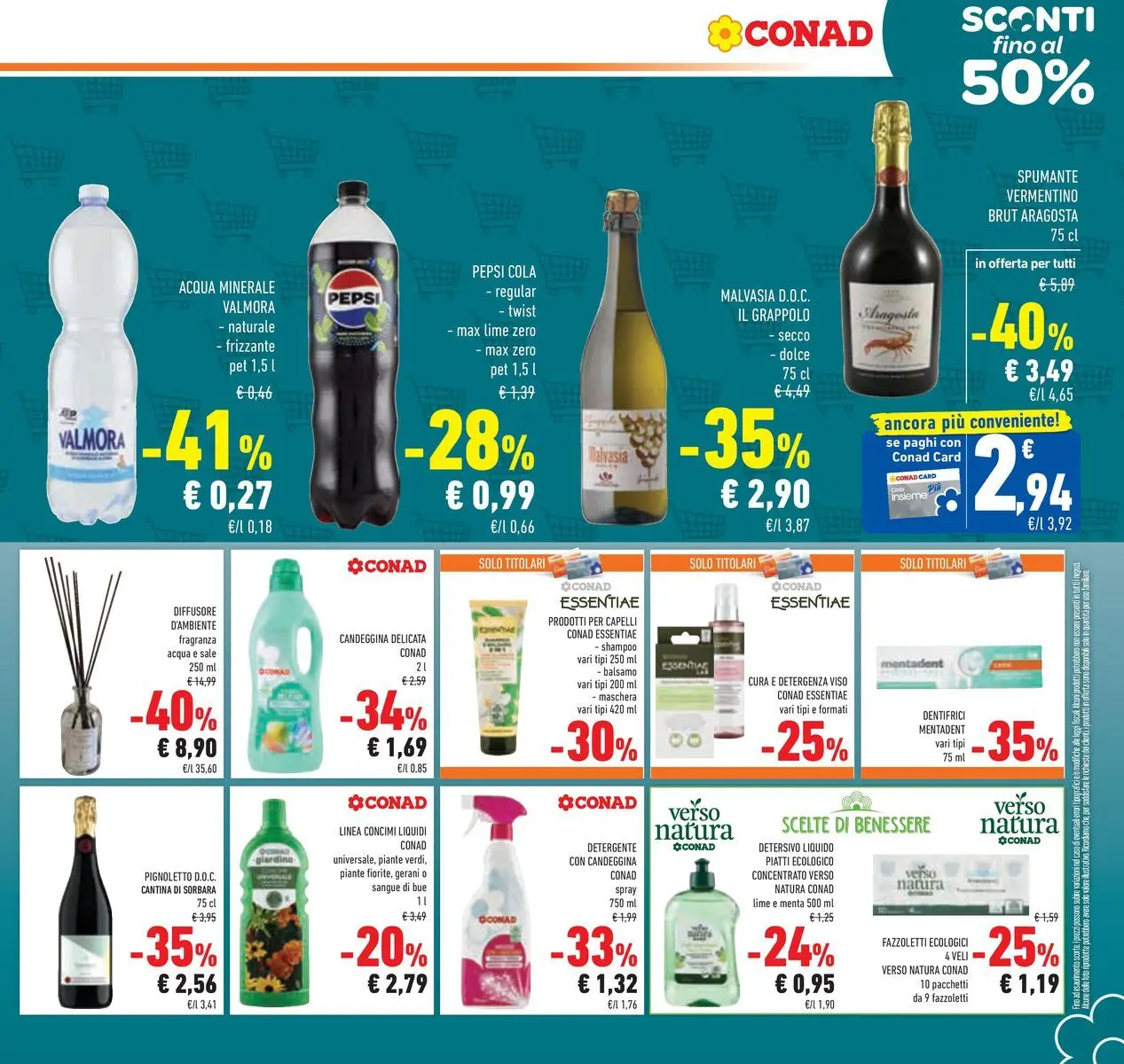 Volantino Conad dal 11/03/2026 > Anteprima | Pagina: 25 | Prodotti: Acqua, Acqua minerale, Gerani, Pepsi