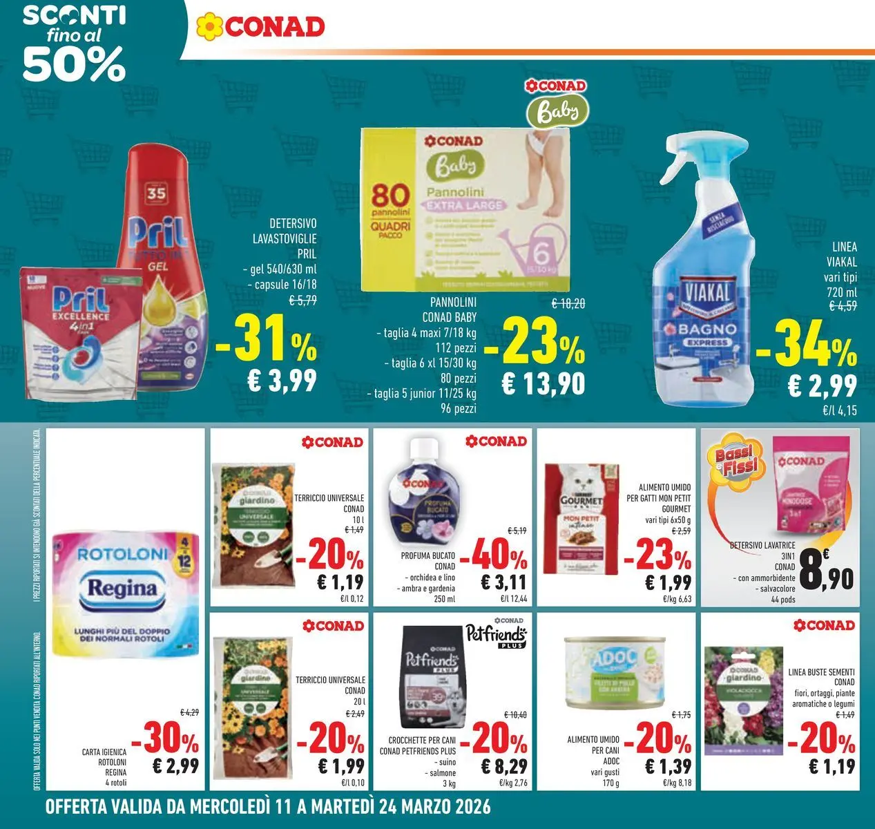 Volantino Conad dal 11/03/2026 > Anteprima | Pagina: 26 | Prodotti: Ammorbidente, Salmone, Lavatrice, Lavastoviglie