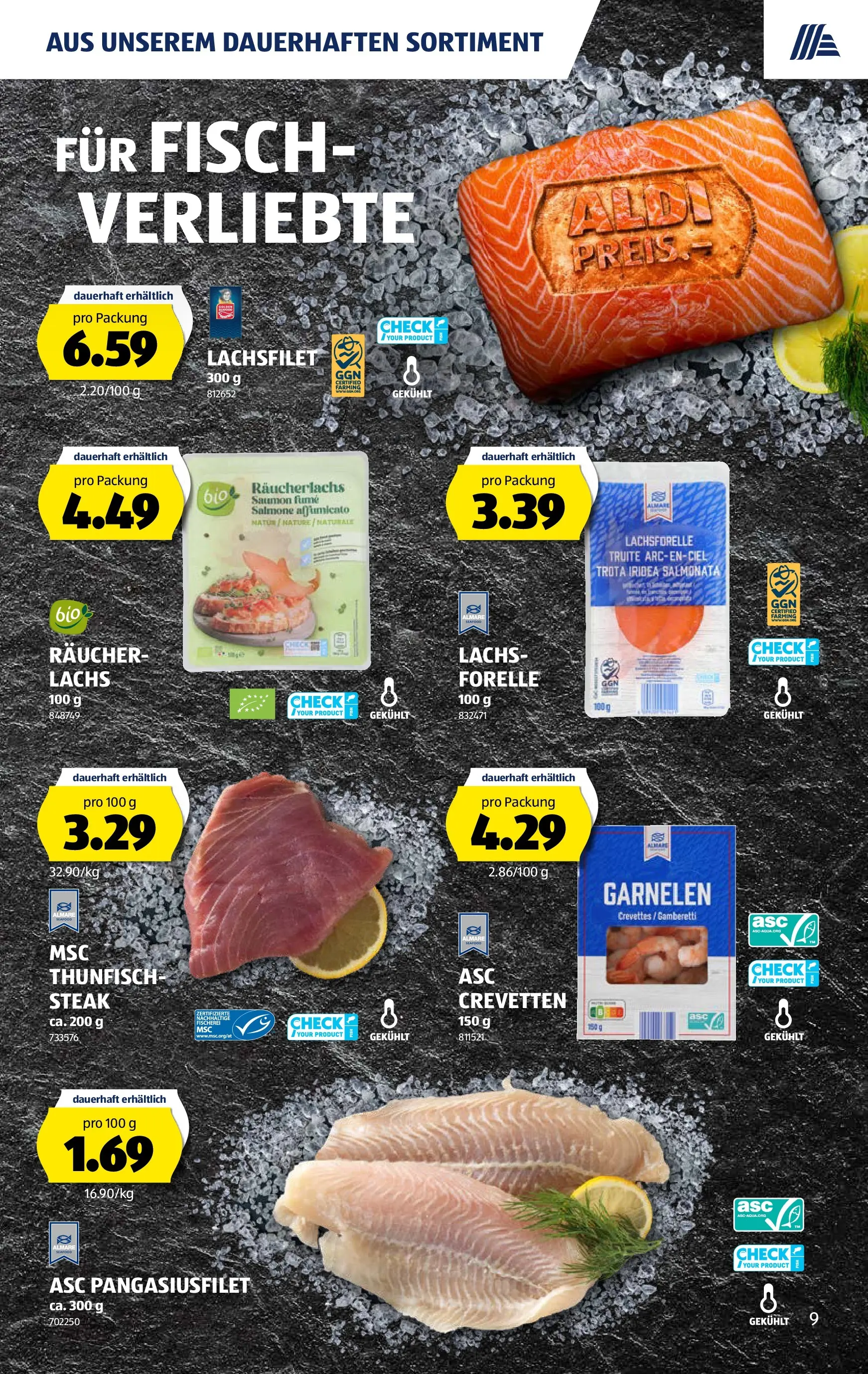 Aldi Aktionen (11.03.2026 - 18.03.2026) - Prospekt | Seite: 9 | Produkte: Garnelen, Lachs, Räucherlachs, Fisch