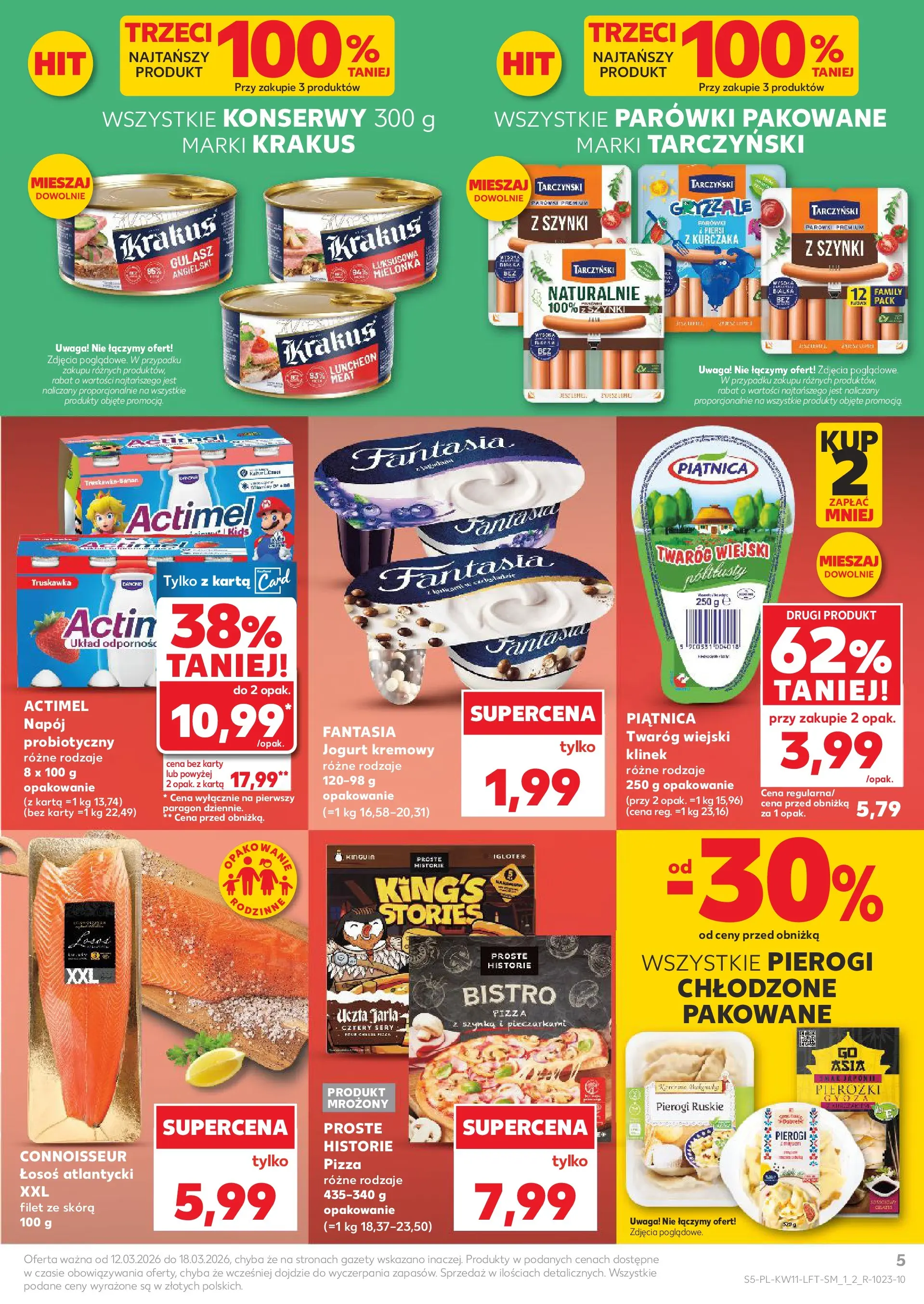 Kaufland gazetka od 12.03.2026 - od jutra PDF | Strona: 5 | Produkty: Pierogi, Szynka, Łosoś, Gulasz angielski