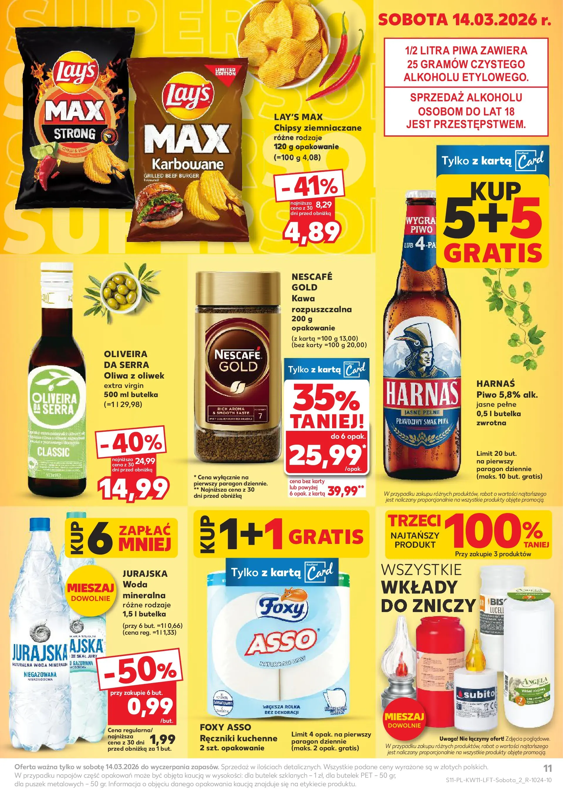 Kaufland gazetka od 12.03.2026 - od jutra PDF | Strona: 11 | Produkty: Karta, Oliwa z oliwek, Kawa rozpuszczalna, Harnaś