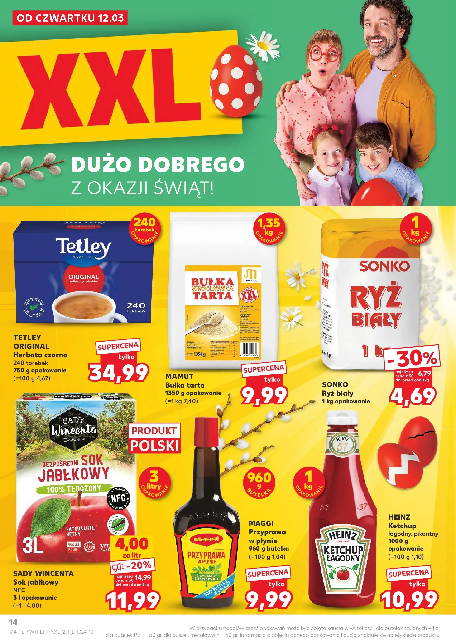 Kaufland gazetka od 12.03.2026 - od jutra PDF | Strona: 14 | Produkty: Sok jabłkowy, Bułka tarta, Sok, Ryż
