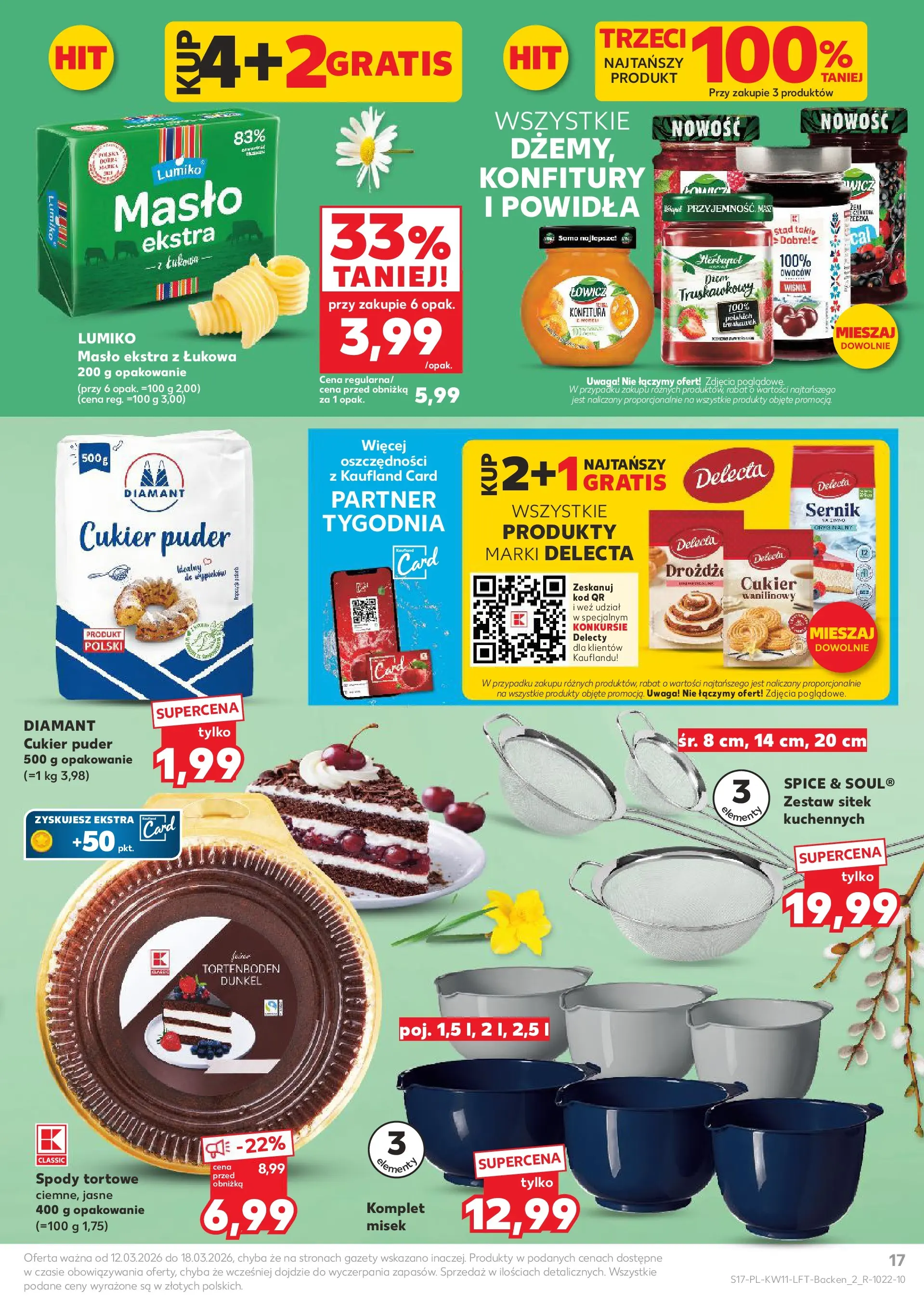 Kaufland gazetka od 12.03.2026 - od jutra PDF | Strona: 17 | Produkty: Cukier puder, Powidła, Masło, Puder