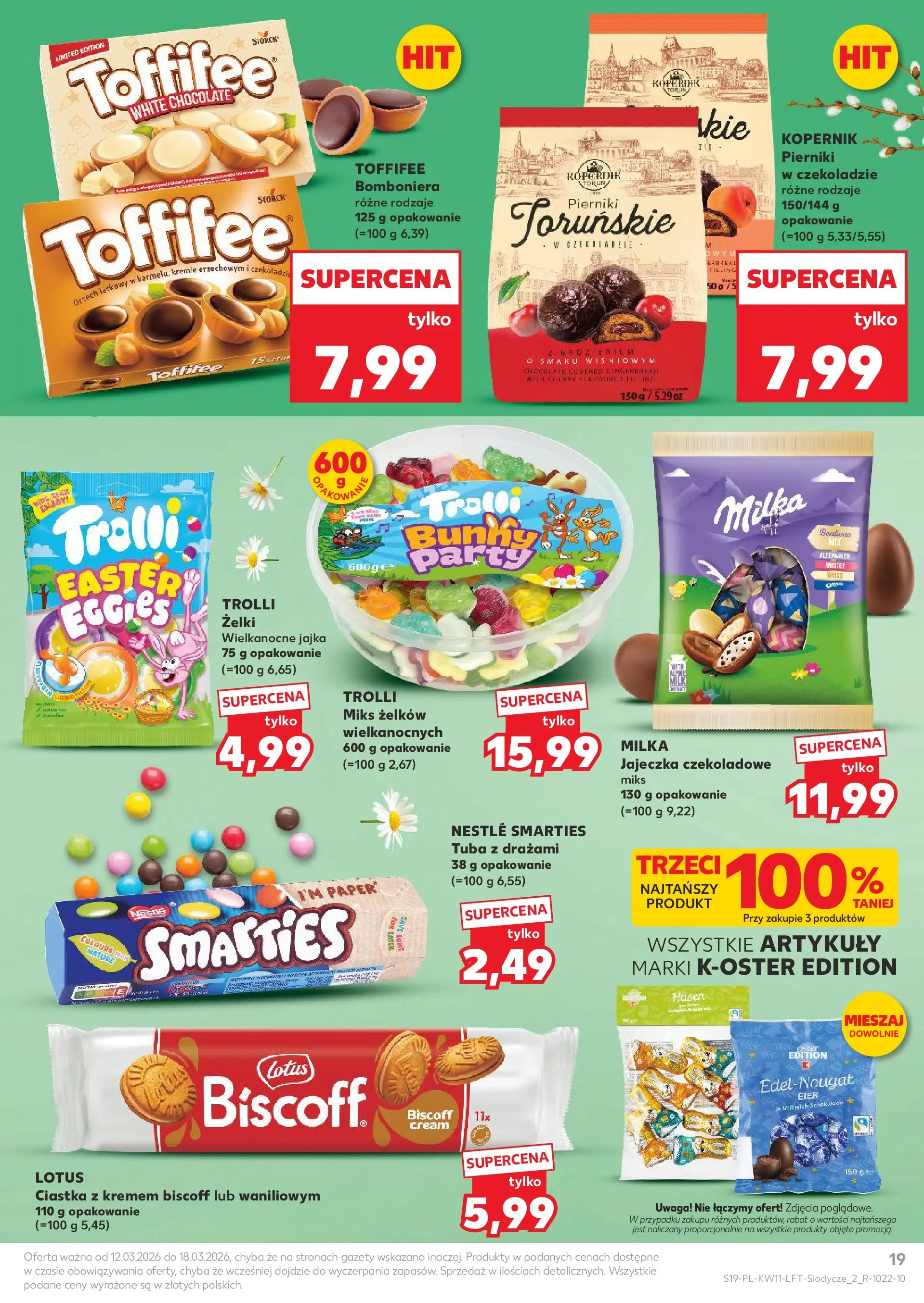 Kaufland gazetka od 12.03.2026 - od jutra PDF | Strona: 19 | Produkty: Ciastka z kremem, Toffifee, Milka, Jajka