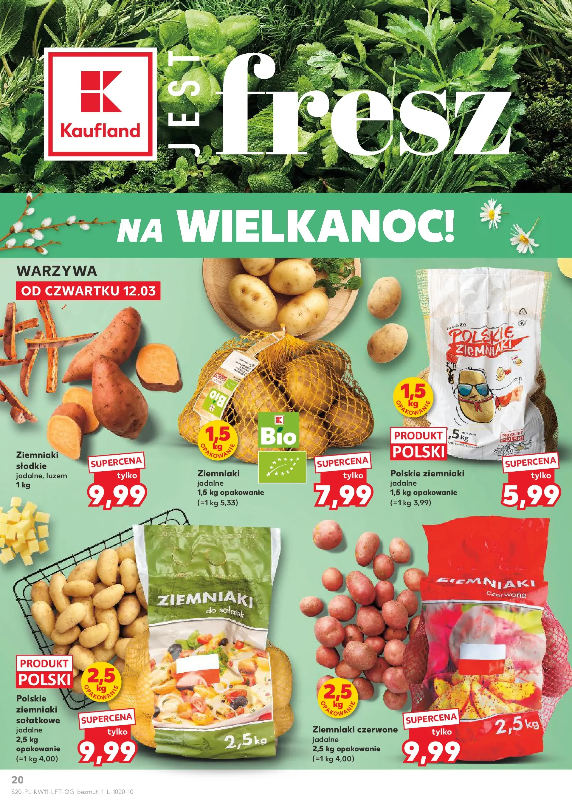 Kaufland gazetka od 12.03.2026 - od jutra PDF | Strona: 20 | Produkty: Ziemniaki, Warzywa