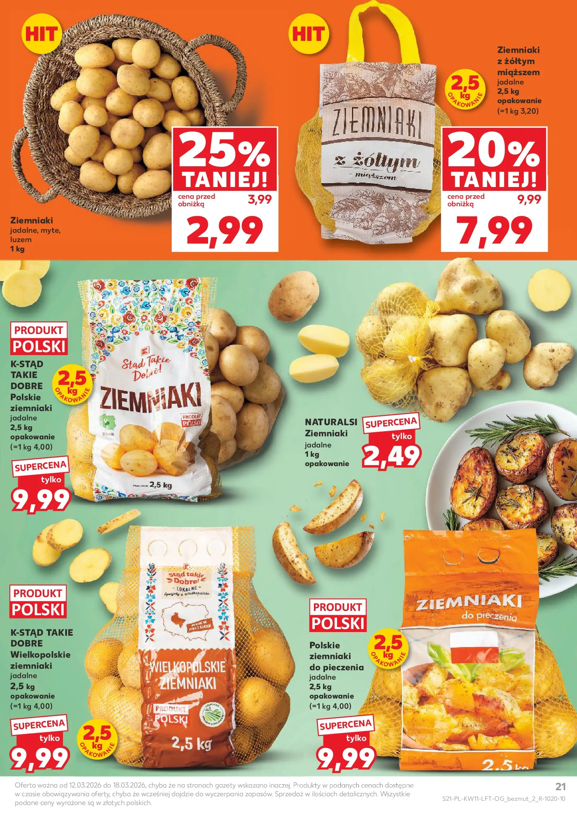 Kaufland gazetka od 12.03.2026 - od jutra PDF | Strona: 21 | Produkty: Ziemniaki do pieczenia, Ziemniaki