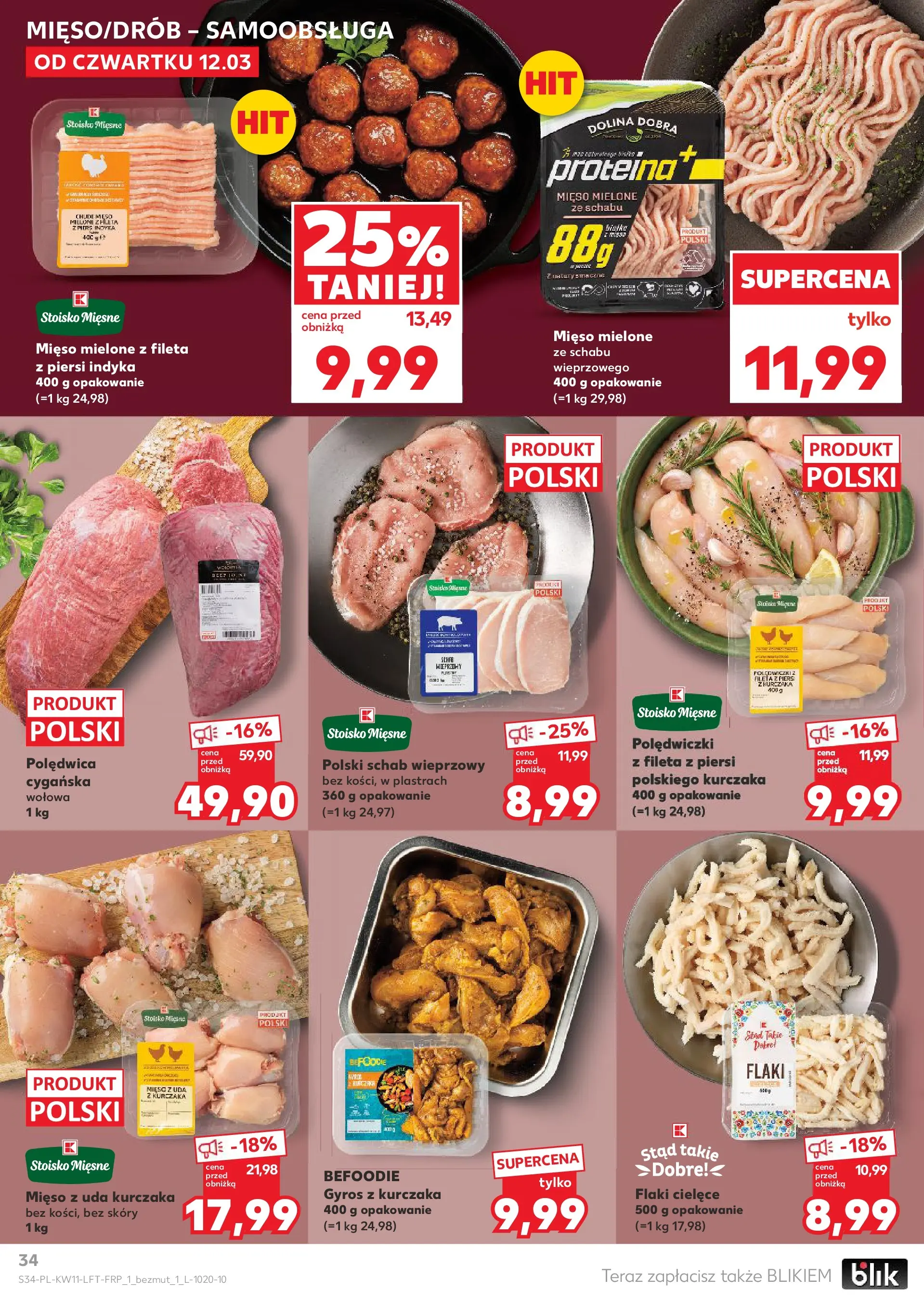 Kaufland gazetka od 12.03.2026 - od jutra PDF | Strona: 34 | Produkty: Schab, Piersi, Mięso, Gyros z kurczaka