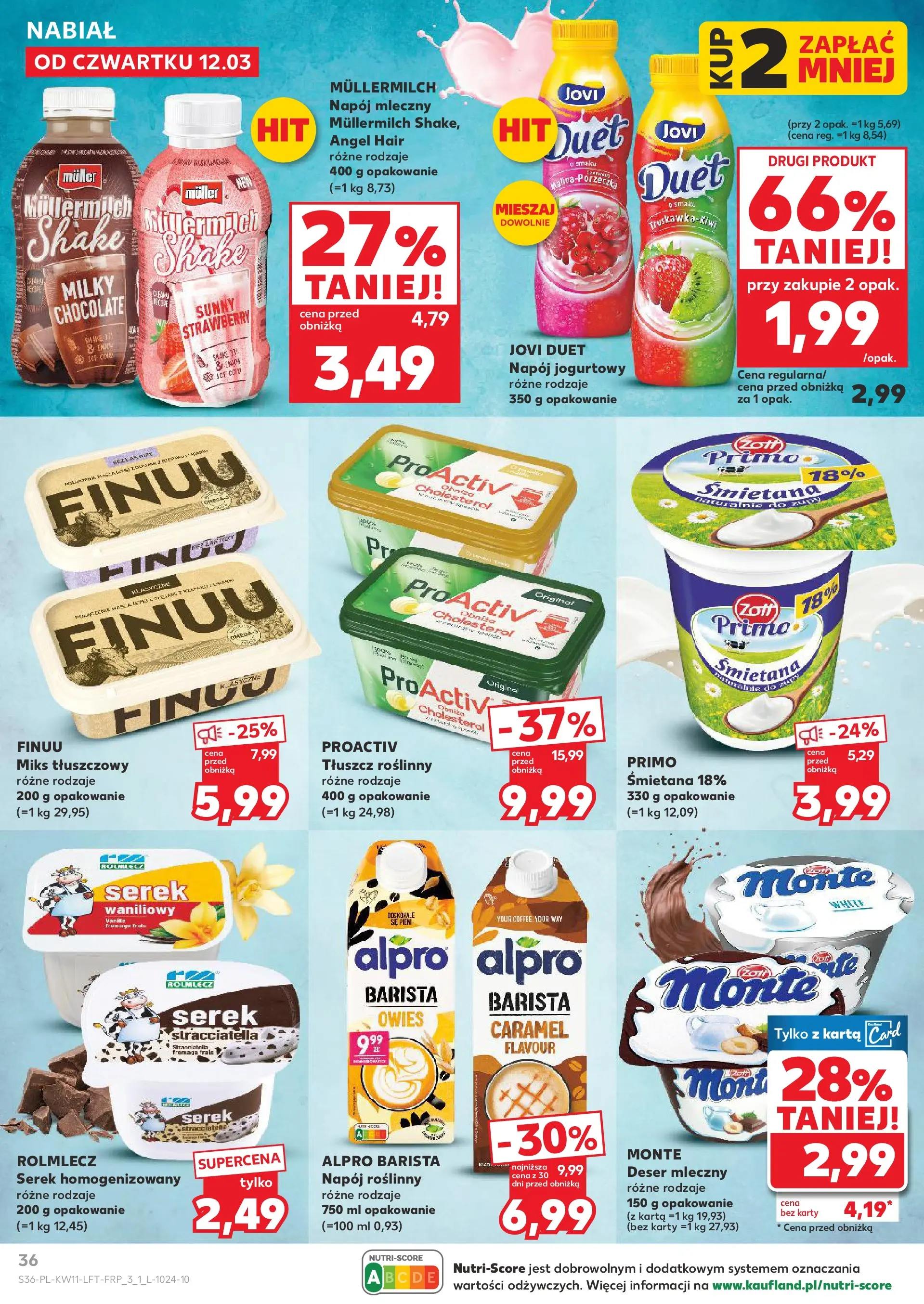 Kaufland gazetka od 12.03.2026 - od jutra PDF | Strona: 36 | Produkty: Karta, Alpro, Serek, Porzeczka