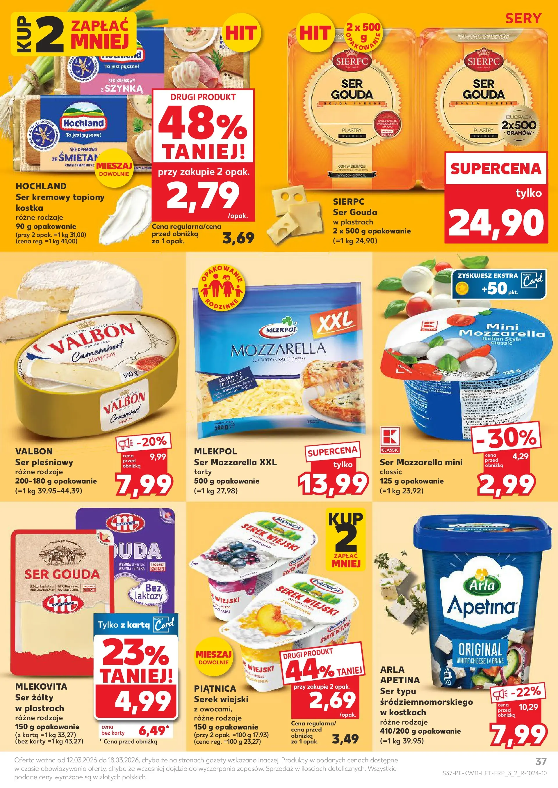 Kaufland gazetka od 12.03.2026 - od jutra PDF | Strona: 37 | Produkty: Szynka, Camembert, Serek wiejski, Ser