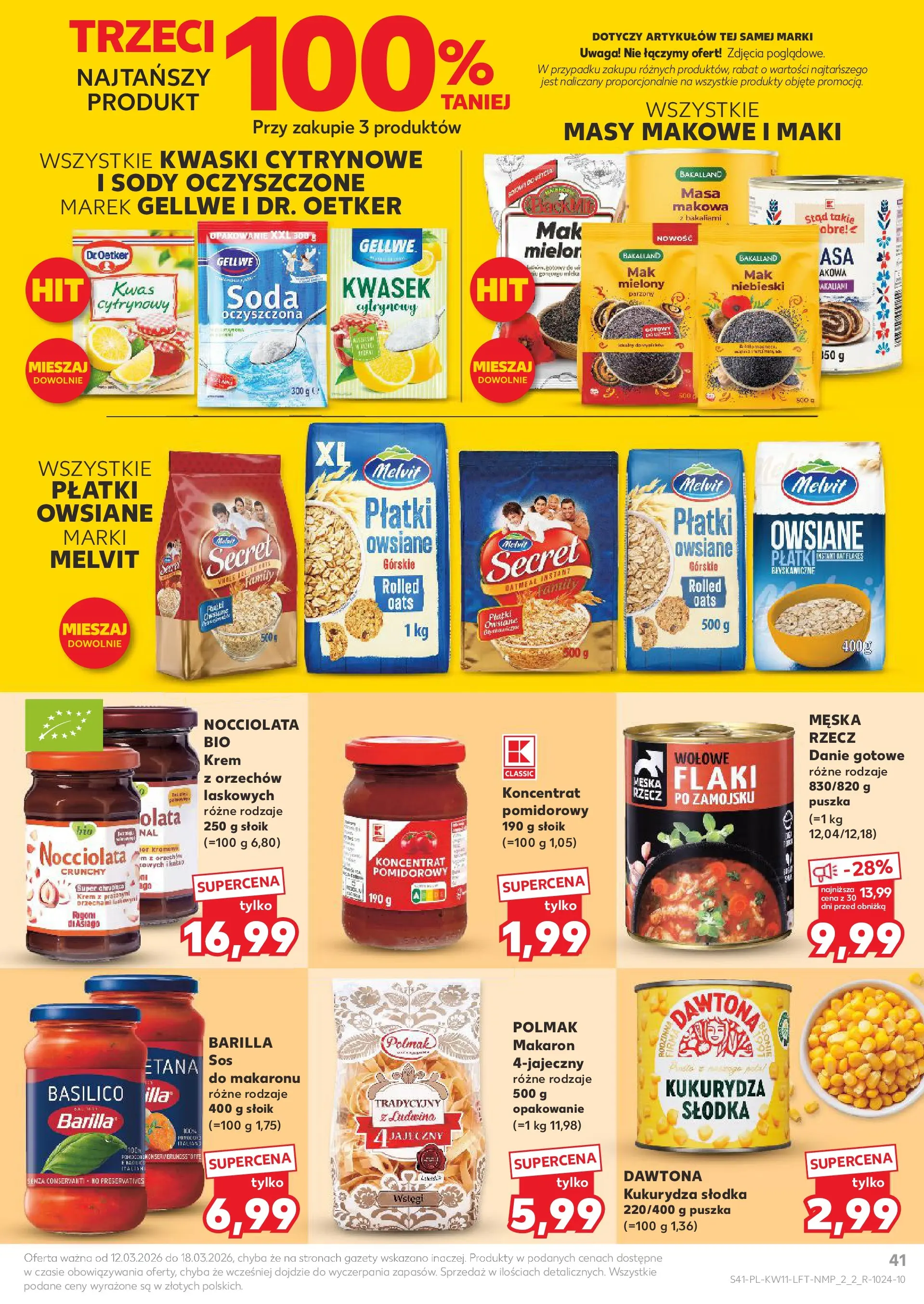 Kaufland gazetka od 12.03.2026 - od jutra PDF | Strona: 41 | Produkty: Masa makowa, Kukurydza słodka, Kukurydza, Makaron