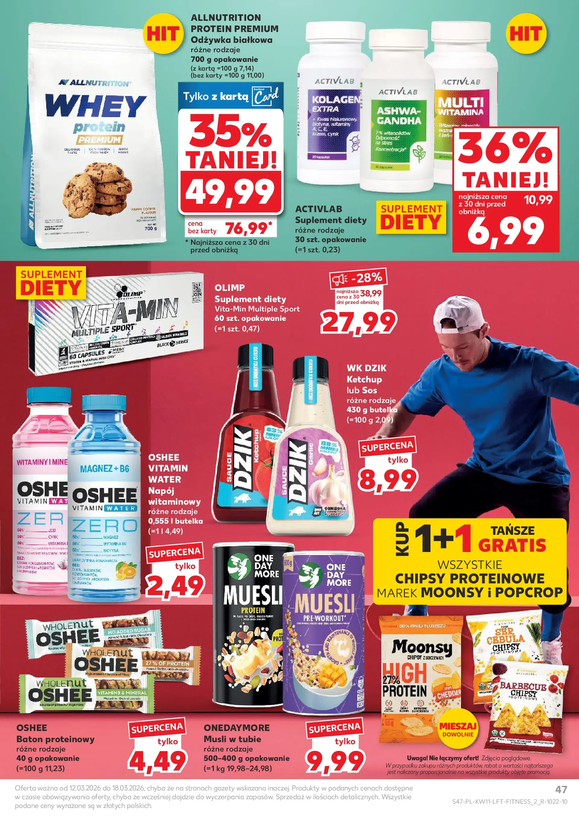 Kaufland gazetka od 12.03.2026 - od jutra PDF | Strona: 47 | Produkty: Karta, Baton, Odżywka, Cheddar