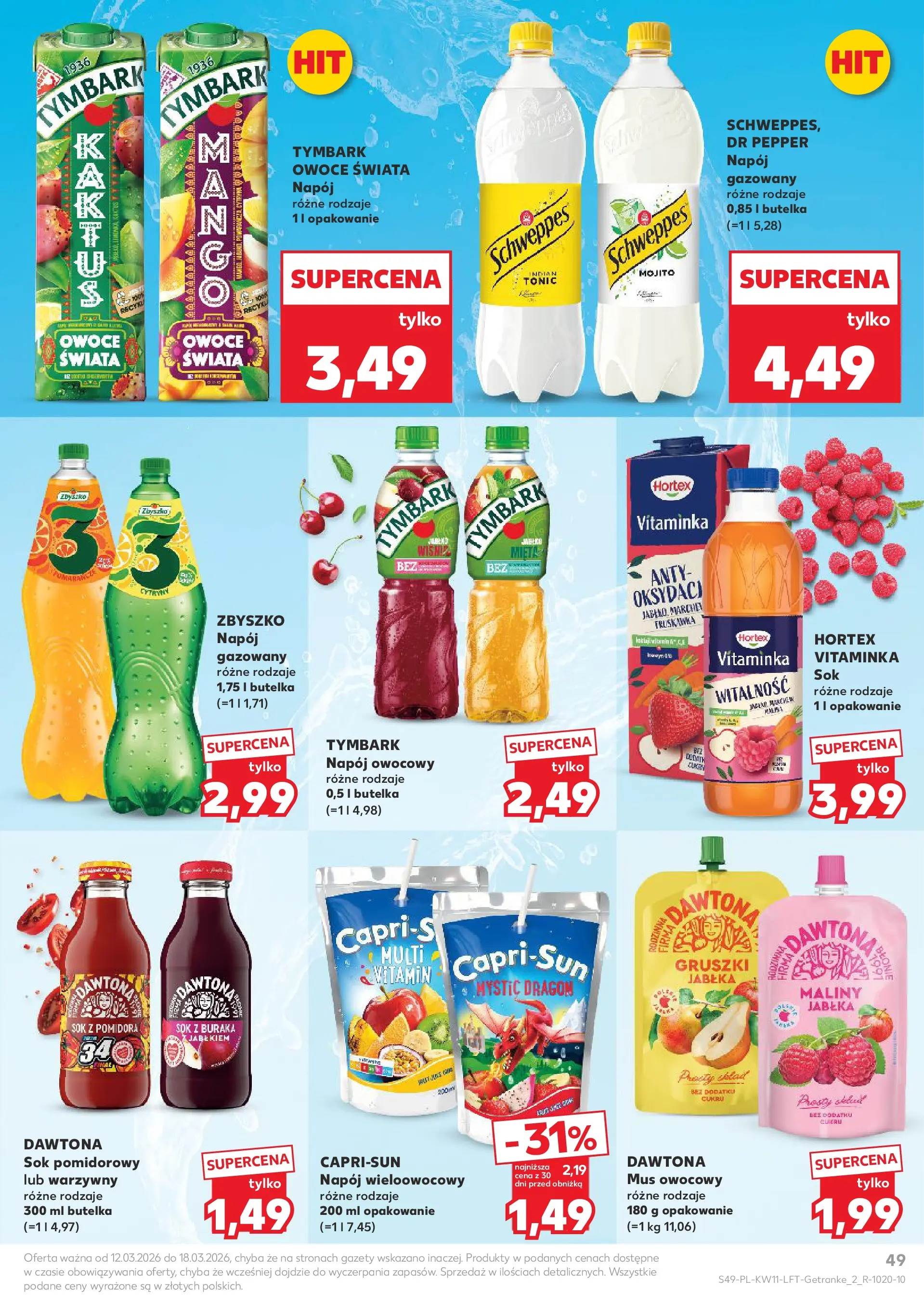 Kaufland gazetka od 12.03.2026 - od jutra PDF | Strona: 49 | Produkty: Maliny, Sok, Jabłka, Owoce