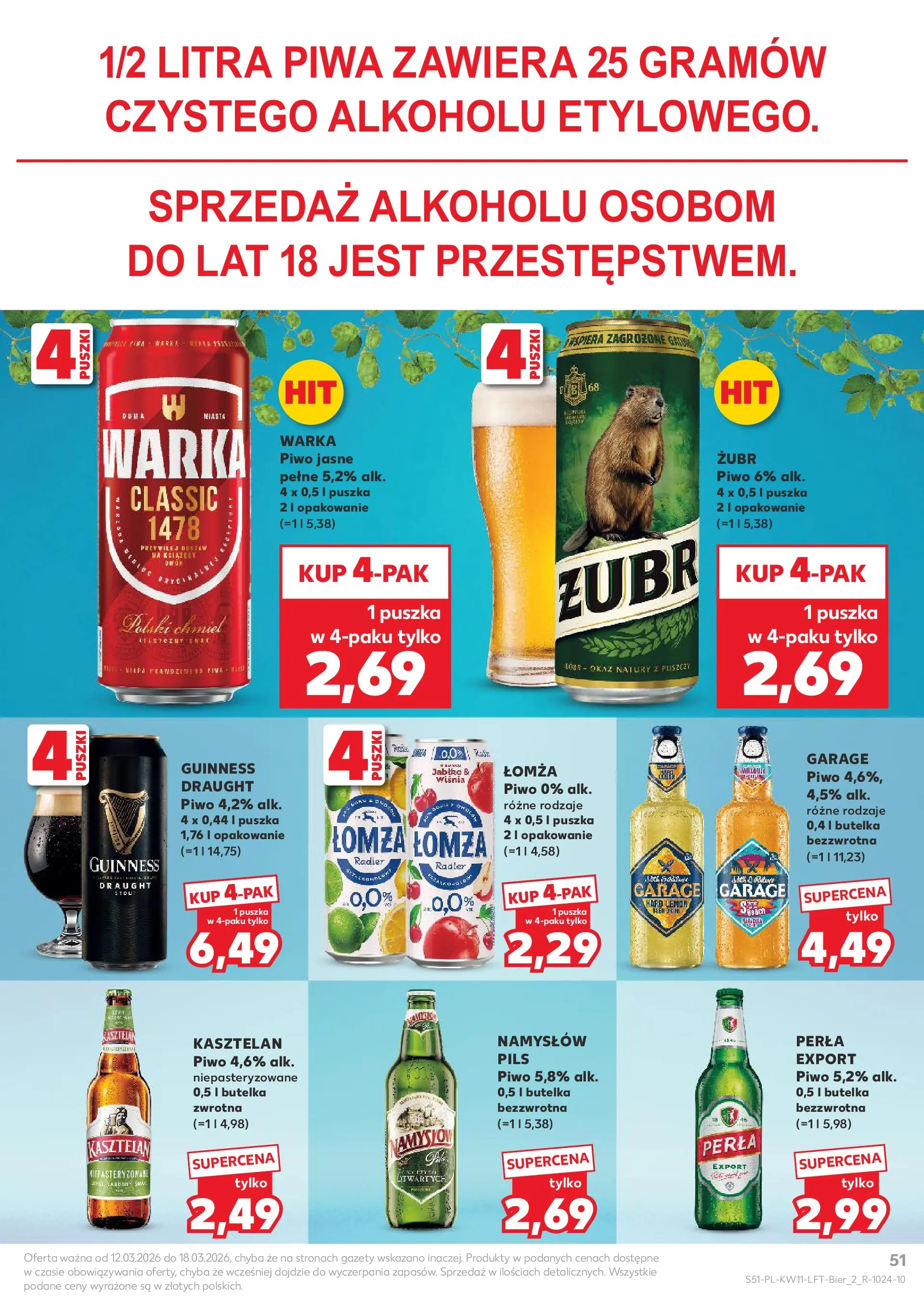Kaufland gazetka od 12.03.2026 - od jutra PDF | Strona: 51 | Produkty: Guinness, Warka, Piwo