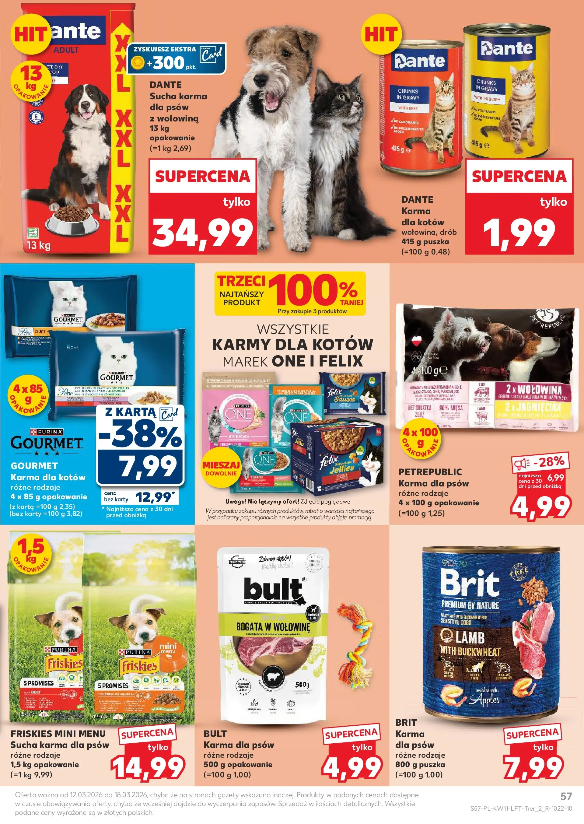 Kaufland gazetka od 12.03.2026 - od jutra PDF | Strona: 57 | Produkty: Karta, Jagnięcina, Wołowina, Karma dla psów