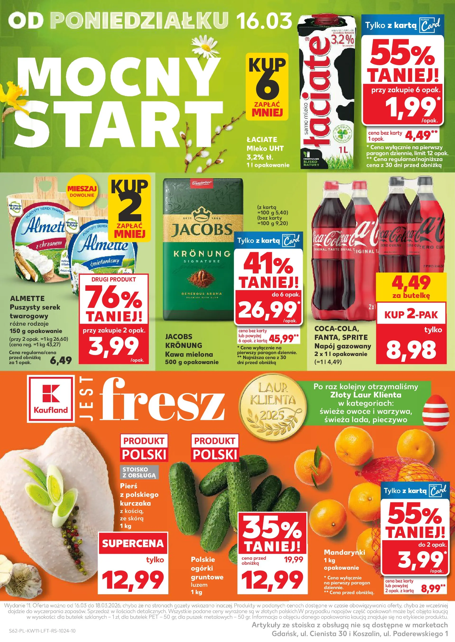 Kaufland gazetka od 12.03.2026 - od jutra PDF | Strona: 62 | Produkty: Karta, Mleko, Kawa, Mandarynki
