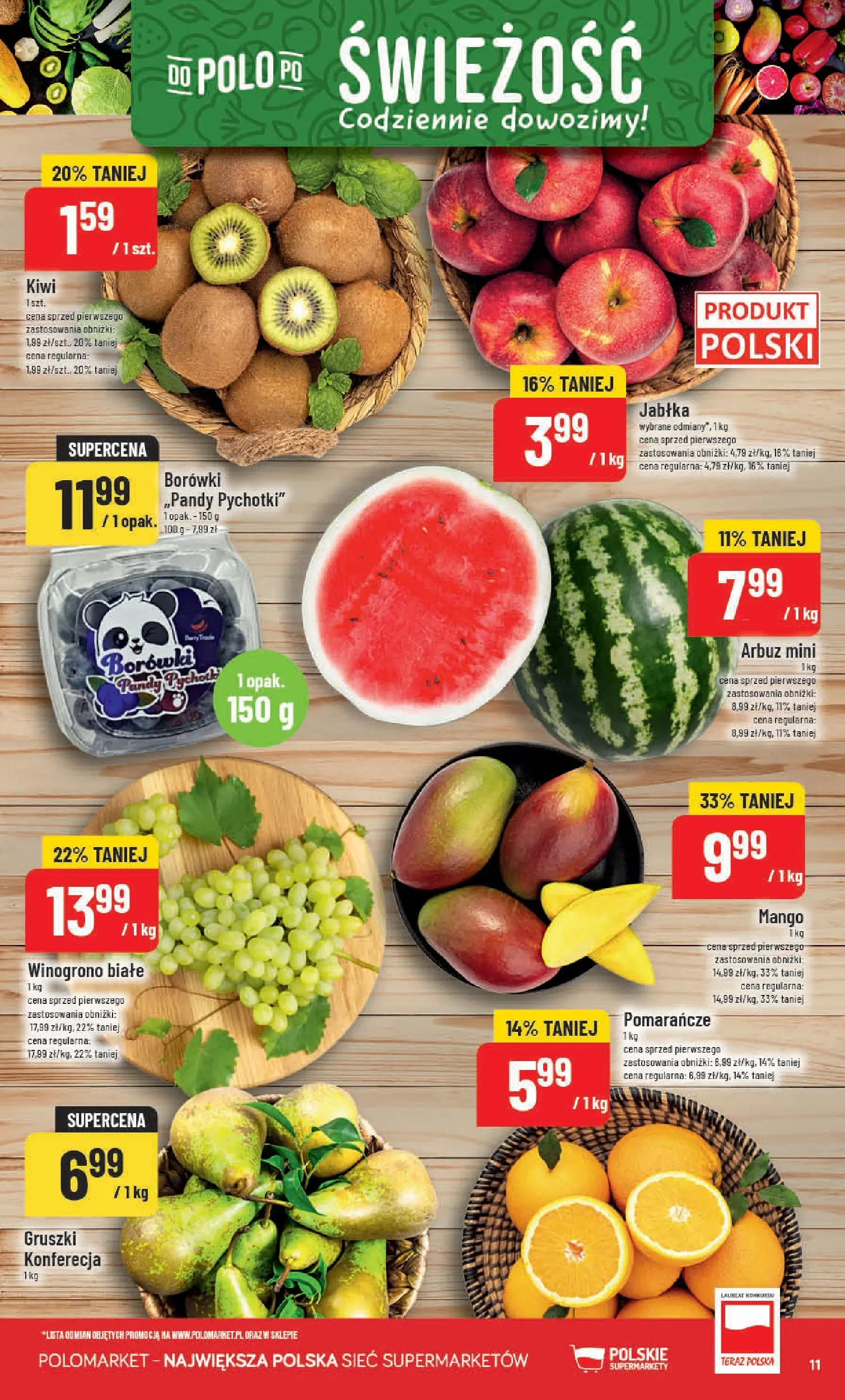 Nowa POLOmarket gazetka od jutra 11.03.2026 (PDF) | Strona: 11 | Produkty: Mango, Arbuz, Jabłka, Pomarańcze