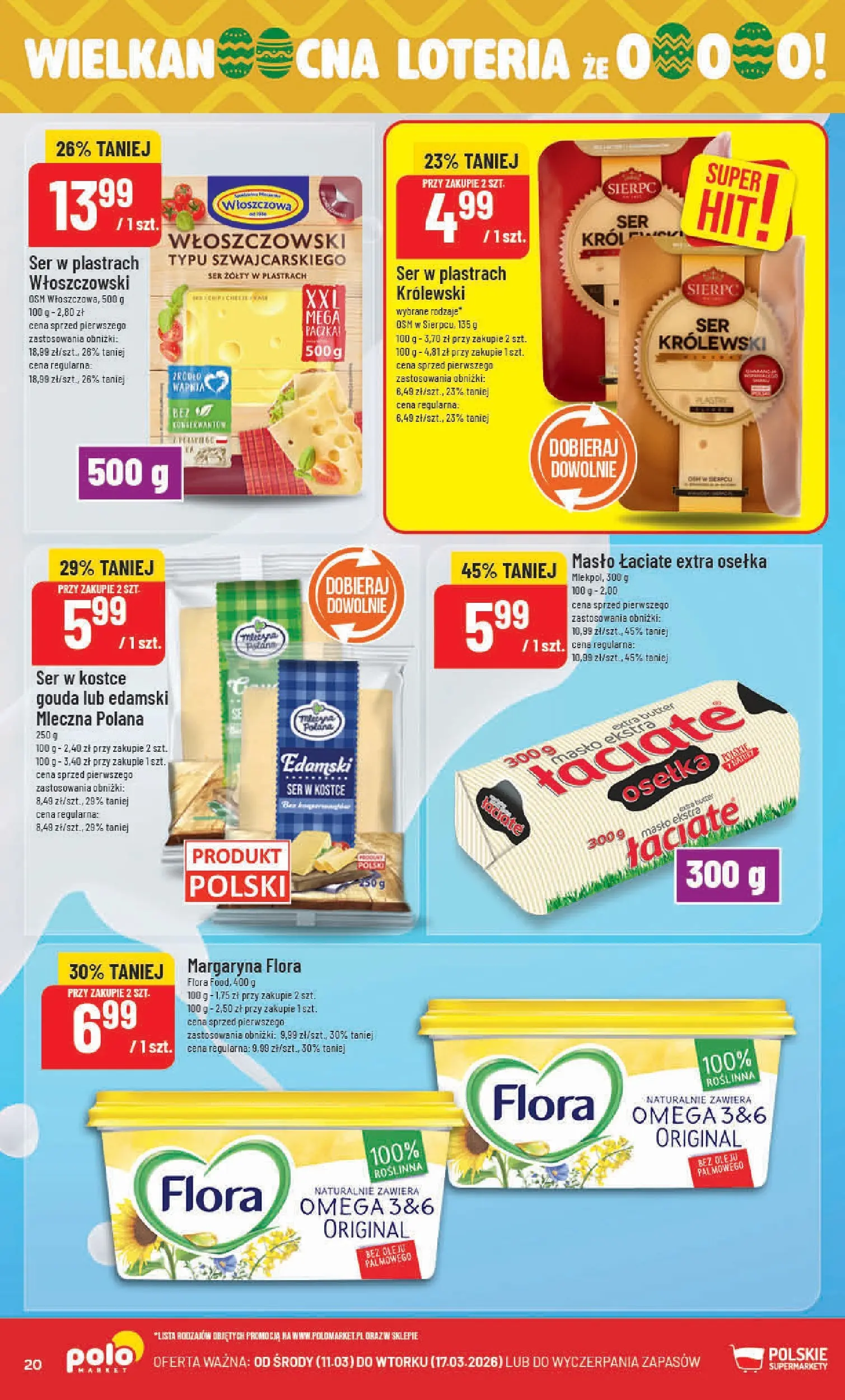 Nowa POLOmarket gazetka od jutra 11.03.2026 (PDF) | Strona: 20 | Produkty: Ser żółty, Masło, Ser, Masło łaciate