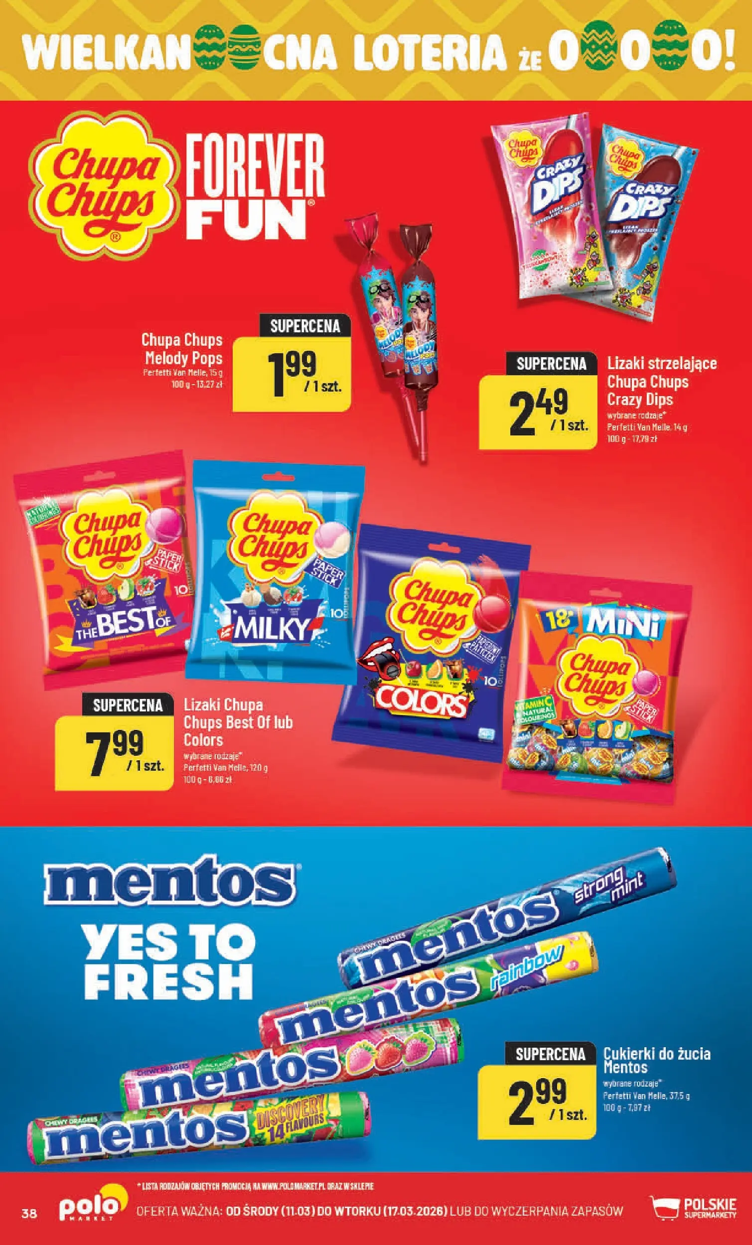 Nowa POLOmarket gazetka od jutra 11.03.2026 (PDF) | Strona: 38 | Produkty: Lizaki, Cukierki