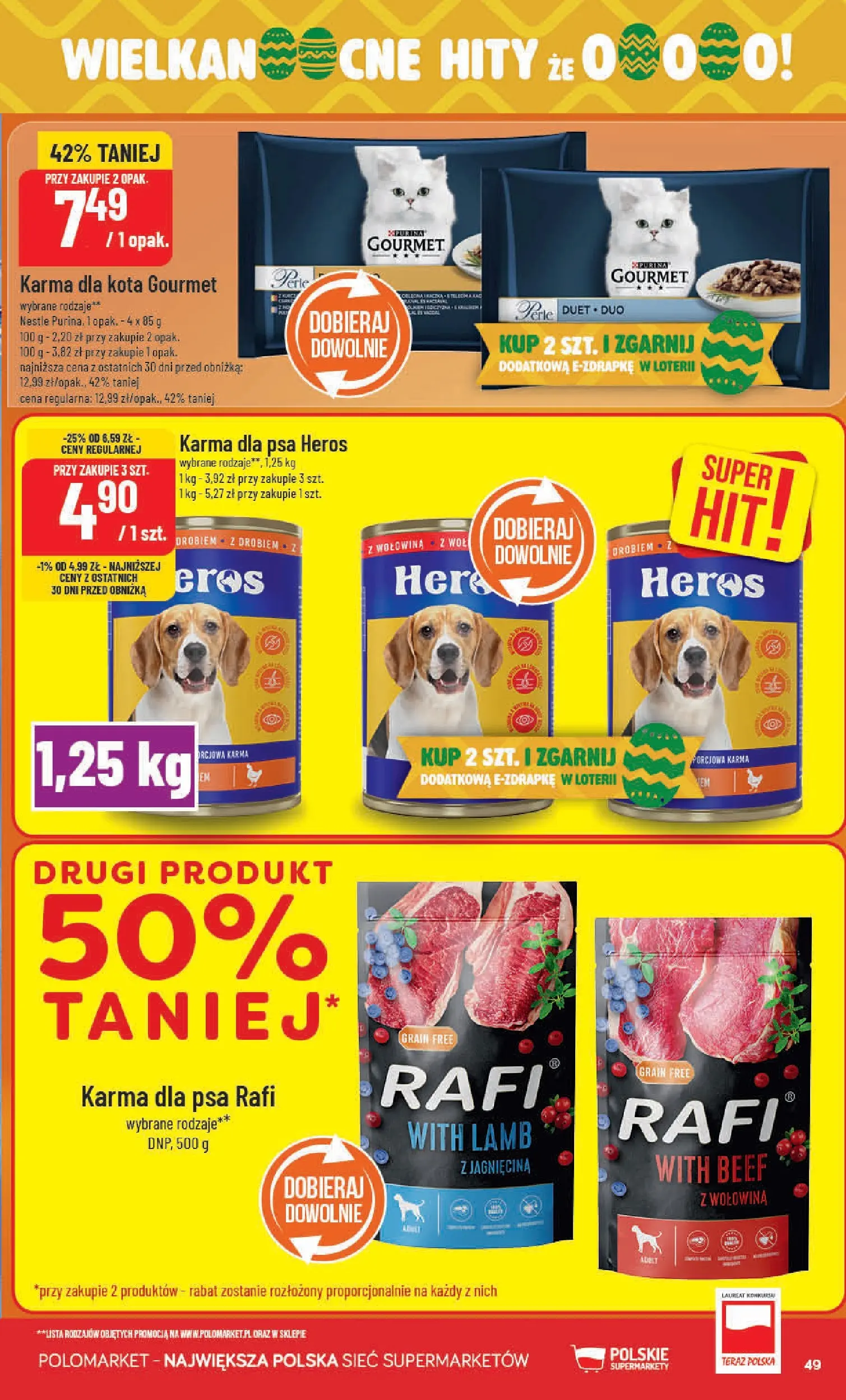 Nowa POLOmarket gazetka od jutra 11.03.2026 (PDF) | Strona: 49 | Produkty: Jagnięcina, Karma dla kota, Karma dla psa, Wołowina