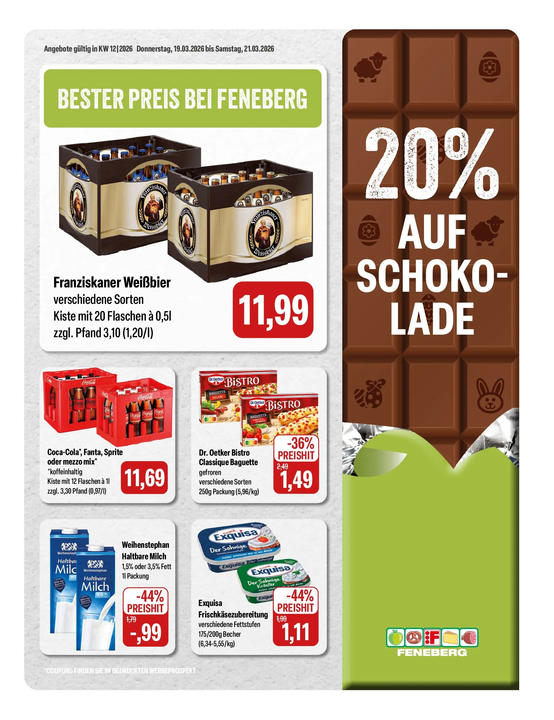 Feneberg Aktuelle Angebote (ab 18.03.2026) zum Blättern | Seite: 1 | Produkte: Franziskaner, Sprite, Baguette, Salami