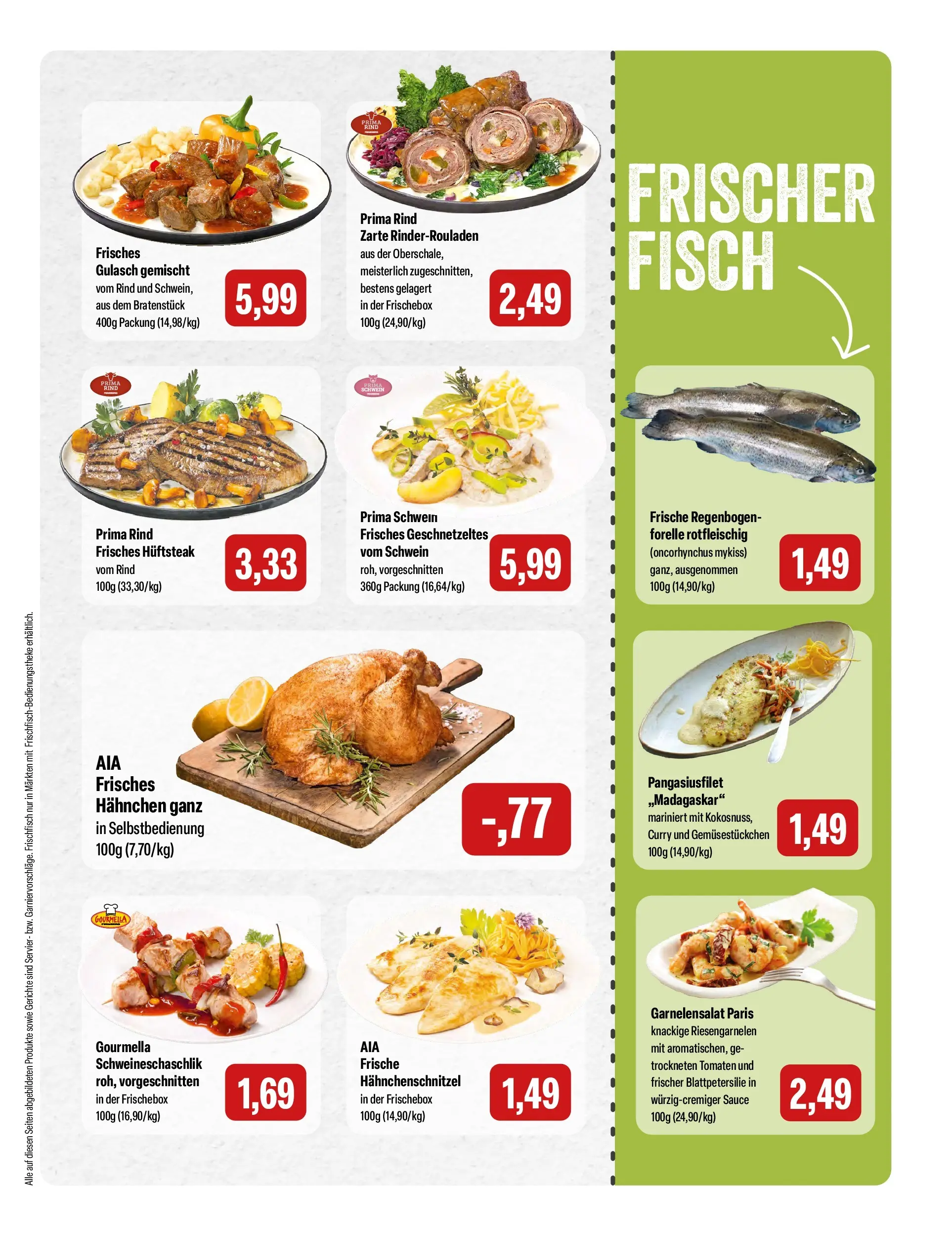 Feneberg Aktuelle Angebote (ab 18.03.2026) zum Blättern | Seite: 3 | Produkte: Rinderrouladen, Tomaten, Fisch, Gulasch
