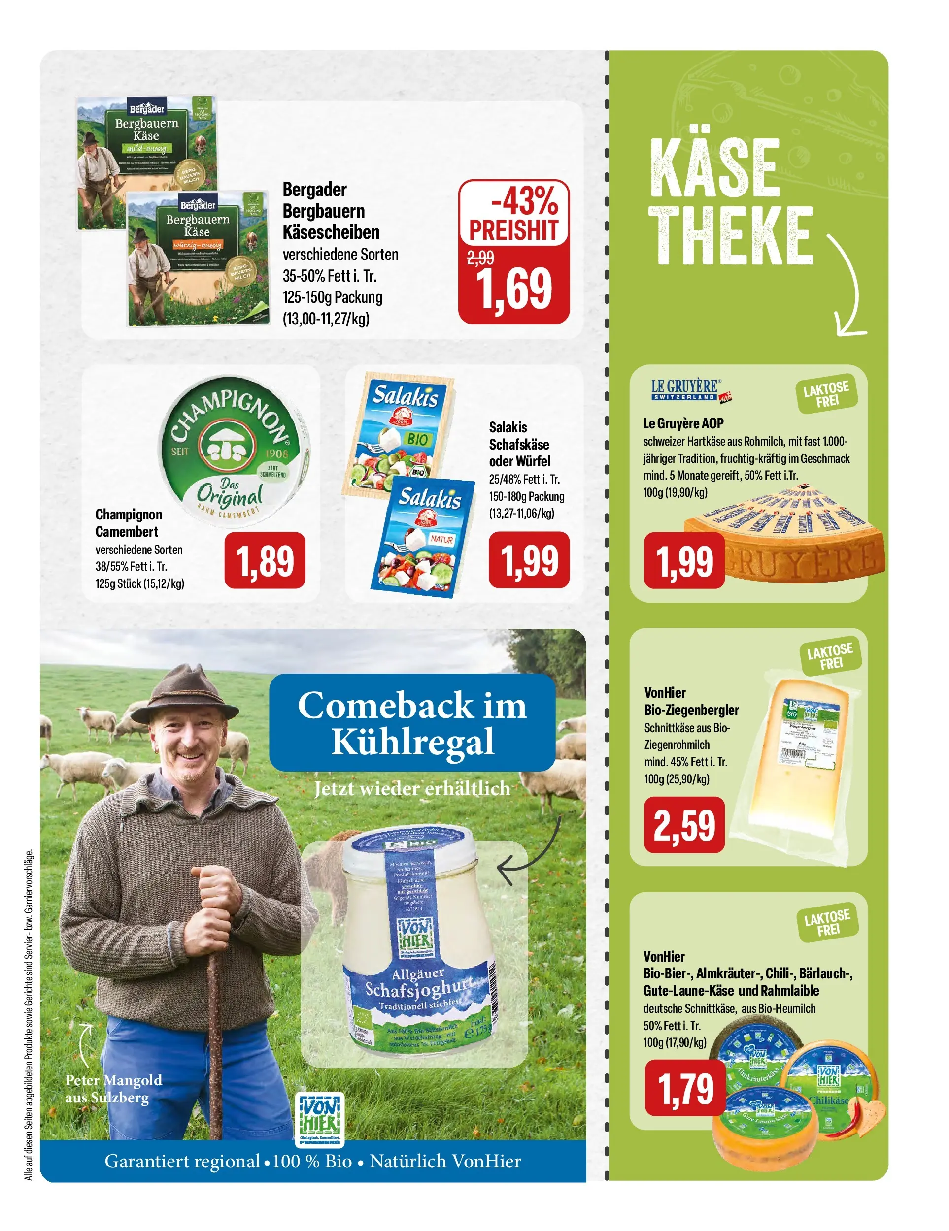 Feneberg Aktuelle Angebote (ab 18.03.2026) zum Blättern | Seite: 7 | Produkte: Milch, Käse, Theke, Salakis