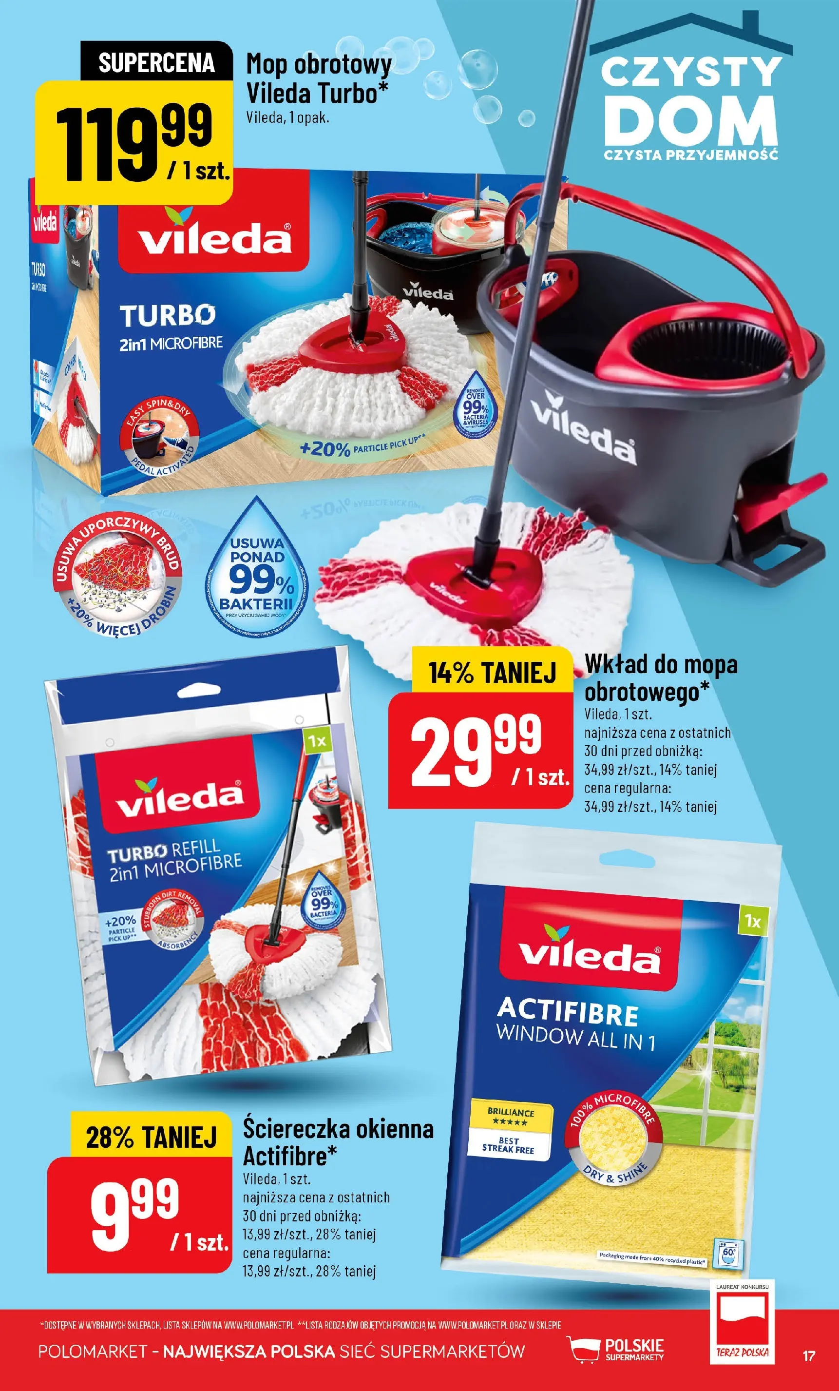 Nowa POLOmarket gazetka od jutra 11.03.2026 (PDF) | Strona: 17 | Produkty: Mop obrotowy vileda, Mop obrotowy, Vileda