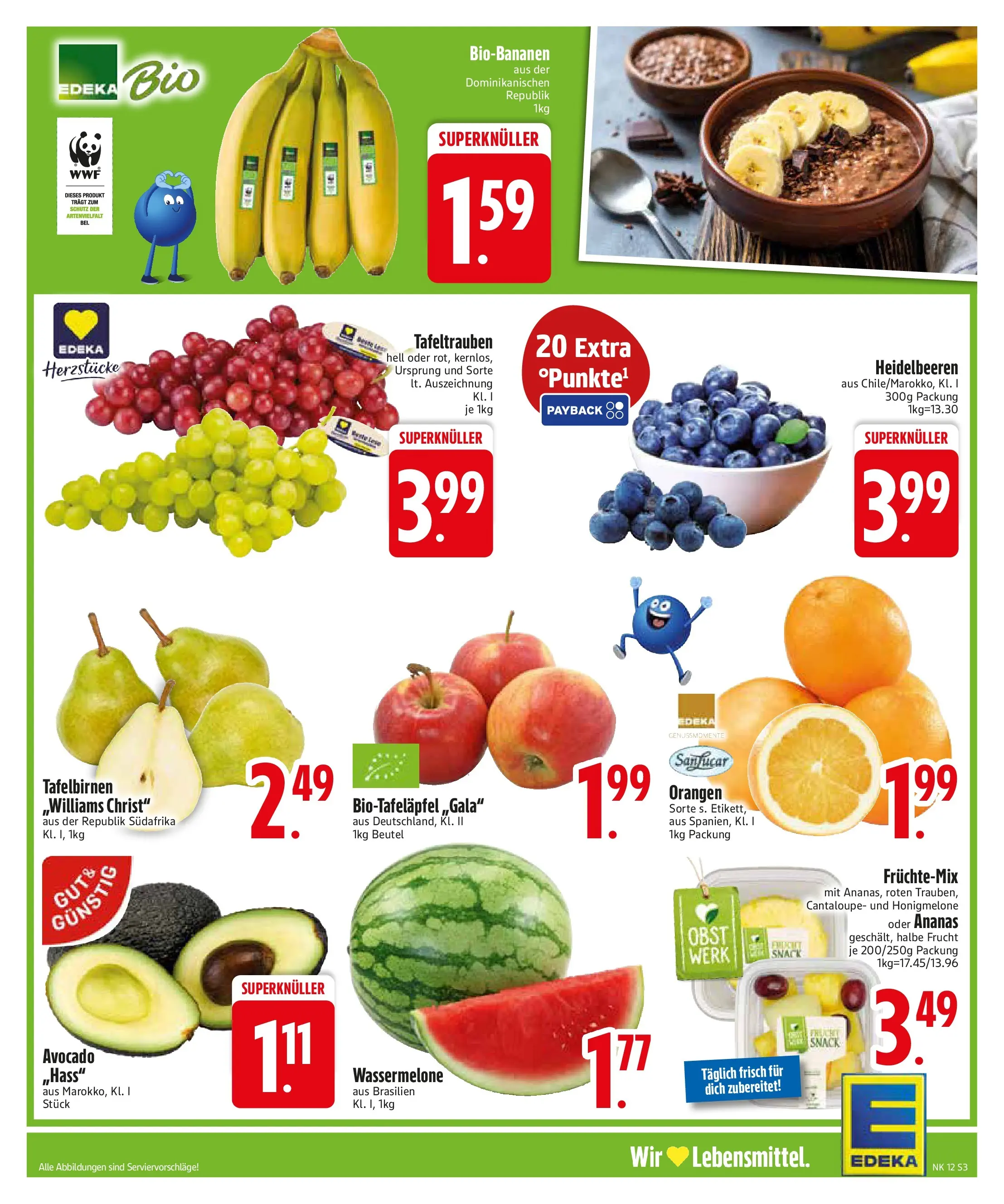 Edeka prospekt Garching	 (ab 15.03.2026) » Angebote Online | Seite: 3 | Produkte: Orangen, Ananas, Obst, Wassermelone