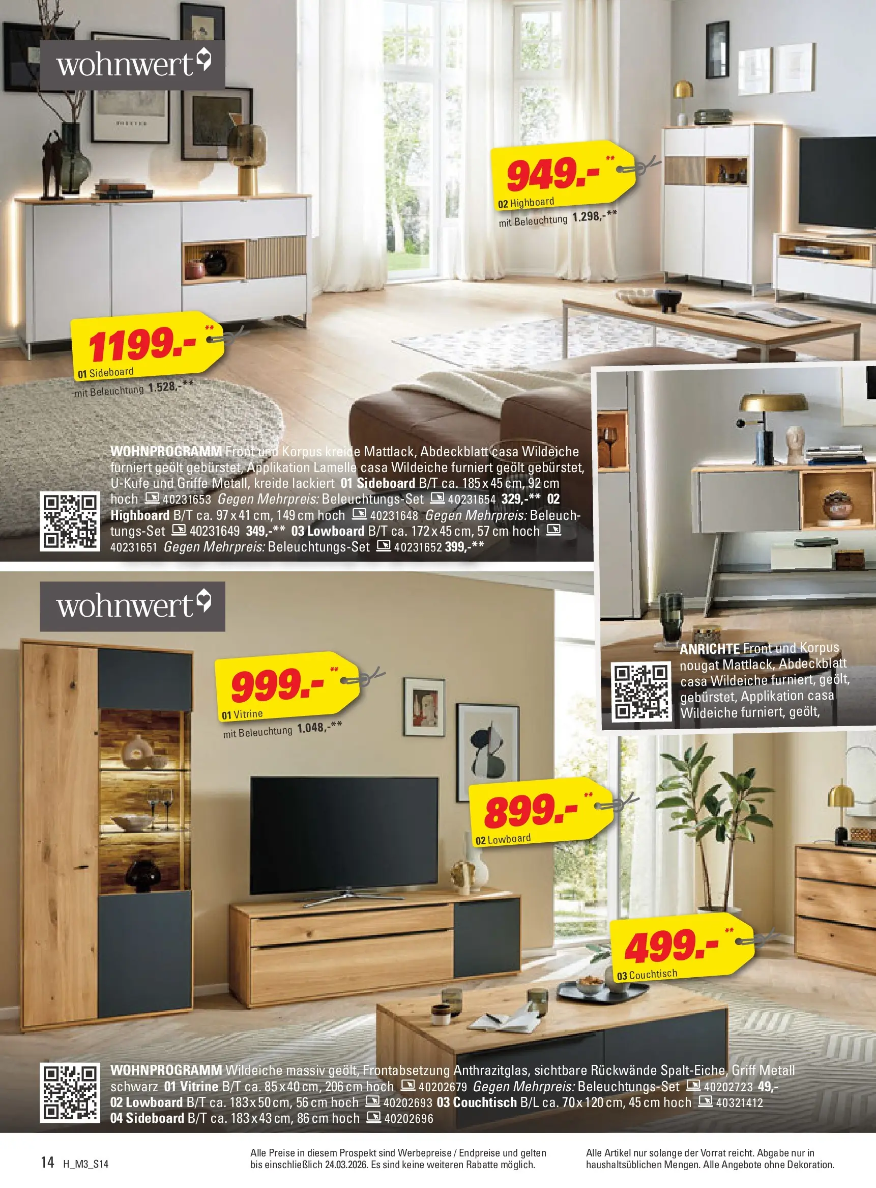 Höffner - Höffner: Möbelangebote (ab 10.03.2026) zum Blättern | Seite: 14 | Produkte: Sideboard, HIghboard, Vitrine, Couchtisch