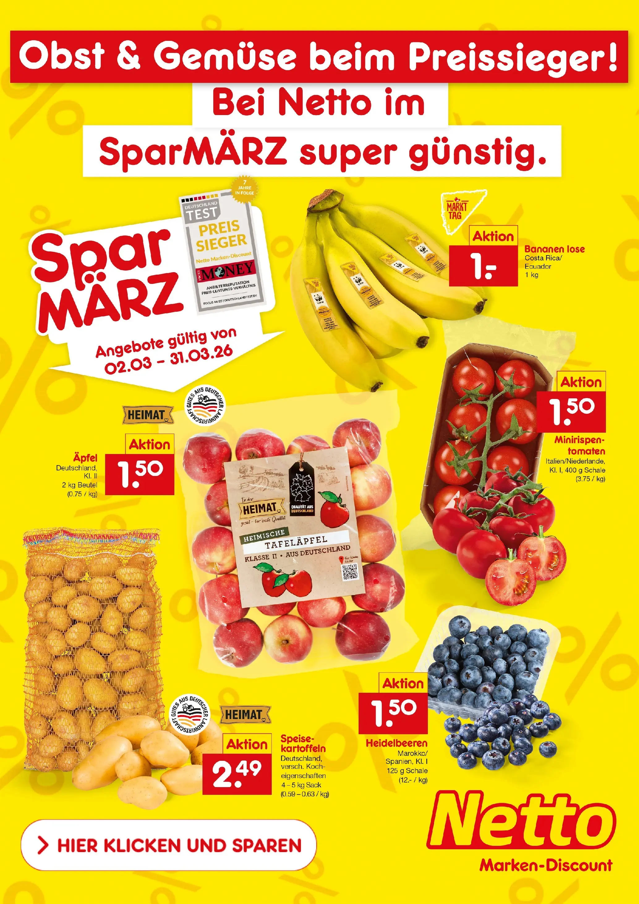 Netto Marken-Discount Prospekt Pirna	 (ab 08.03.2026) » Angebote | Seite: 1 | Produkte: Äpfel, Bananen, Tomaten, Kartoffeln
