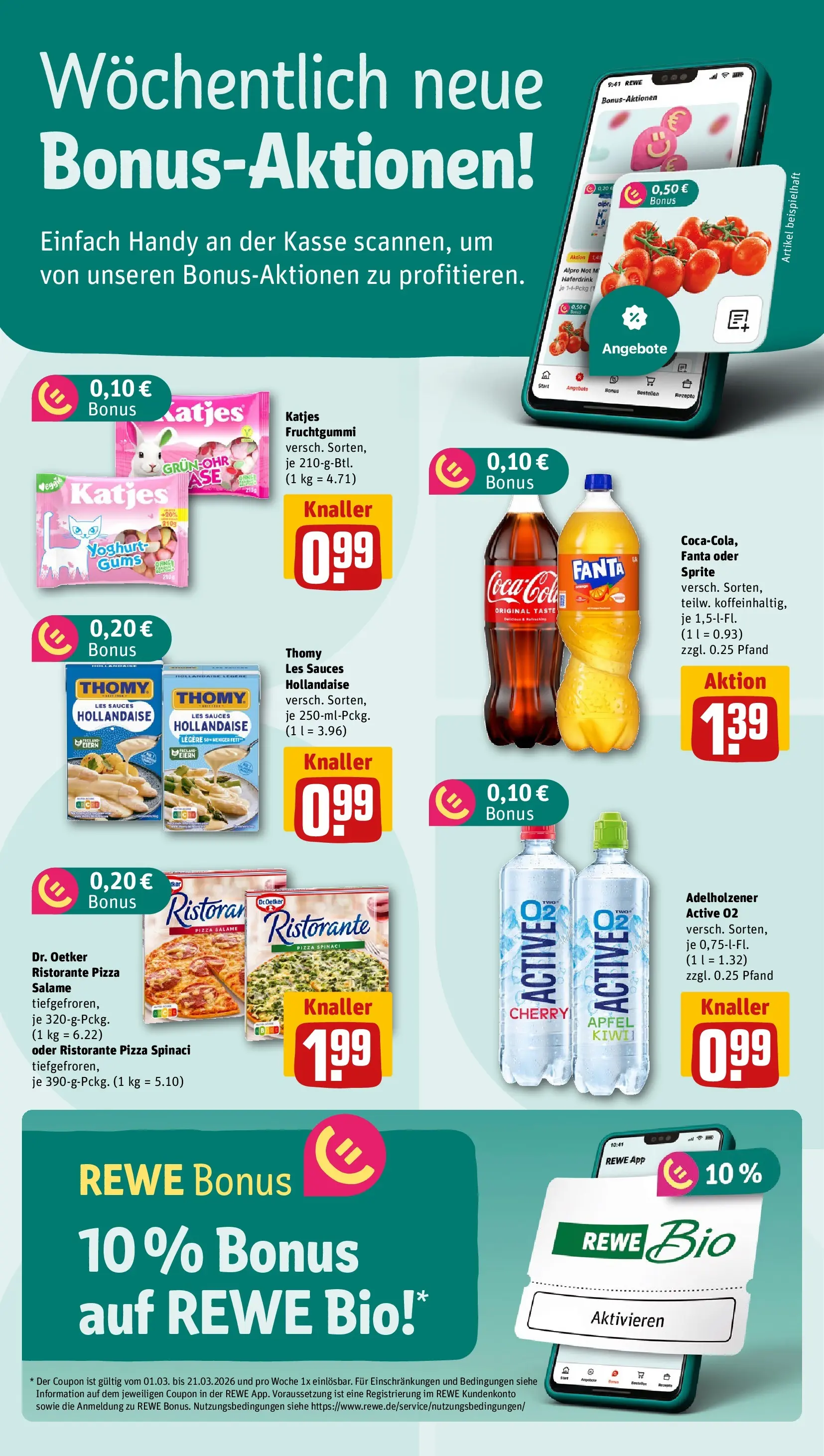 REWE Prospekt ab 15.03.2026 zum Blättern » Angebote | Seite: 2 | Produkte: Ristorante, Fanta, Adelholzener, Pizza