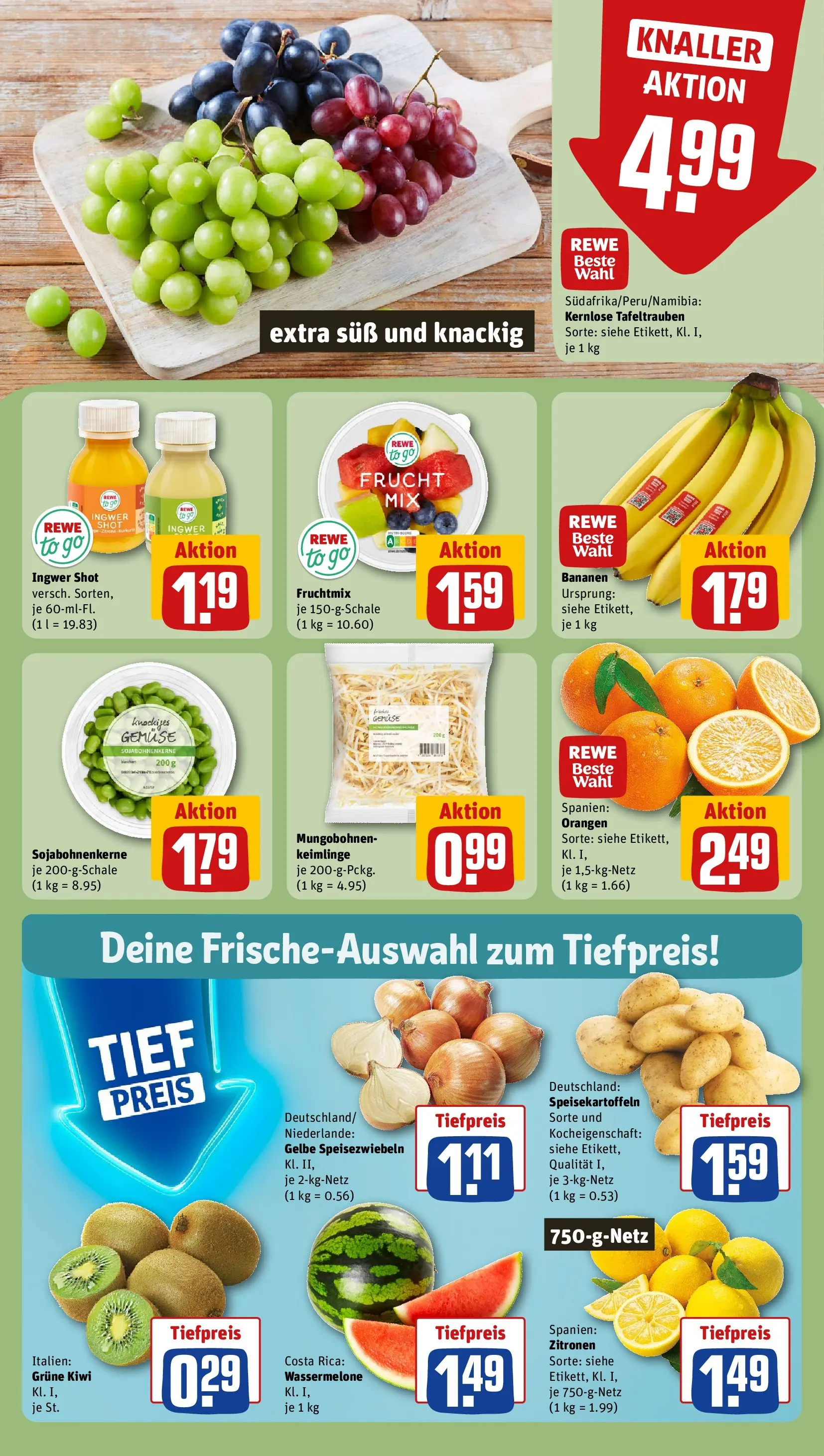 REWE Prospekt ab 15.03.2026 zum Blättern » Angebote | Seite: 8 | Produkte: Bananen, Gemüse, Wassermelone, Kiwi