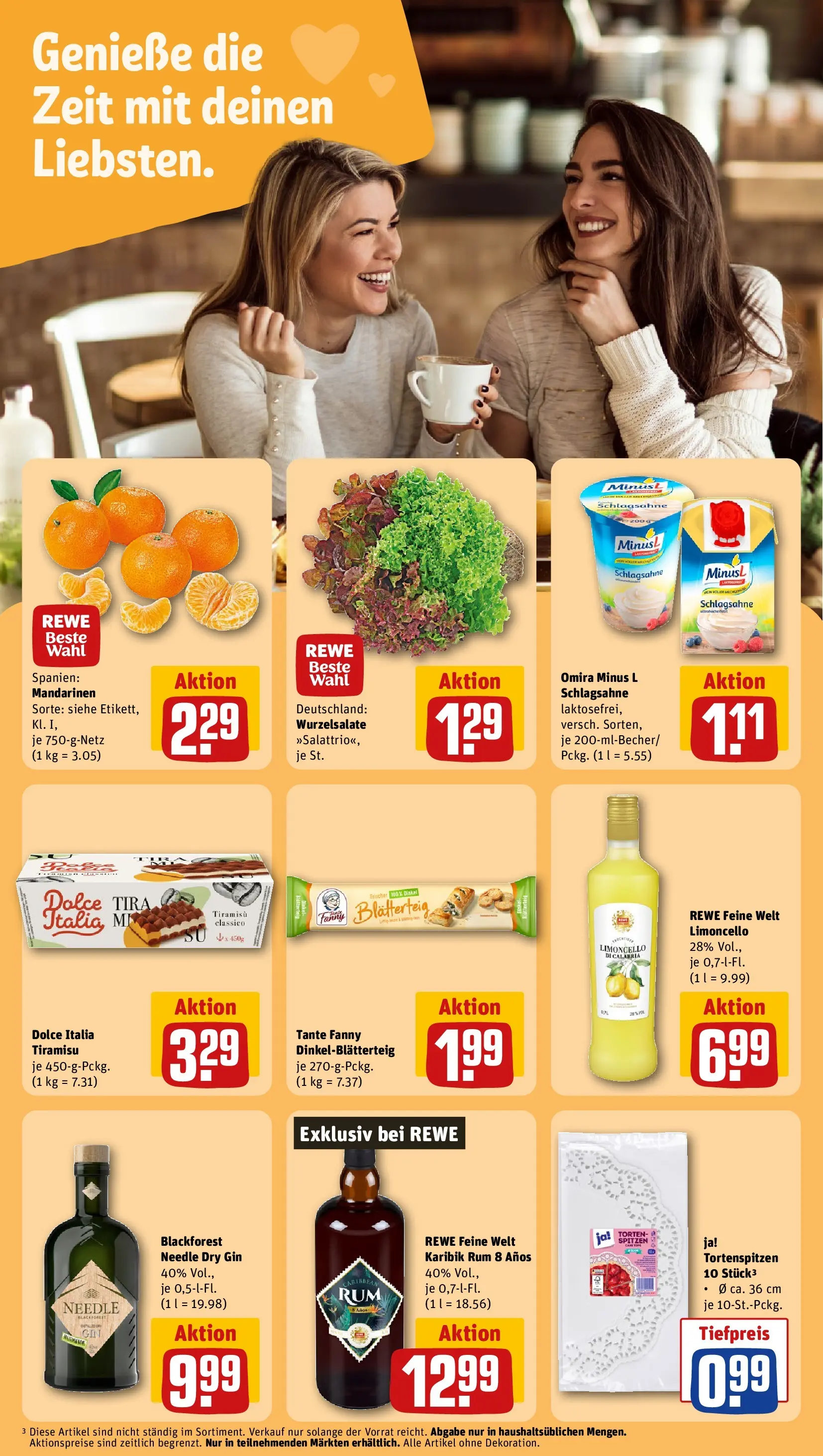 REWE Prospekt ab 15.03.2026 zum Blättern » Angebote | Seite: 18 | Produkte: Schlagsahne, Rum, Mandarinen, Gin