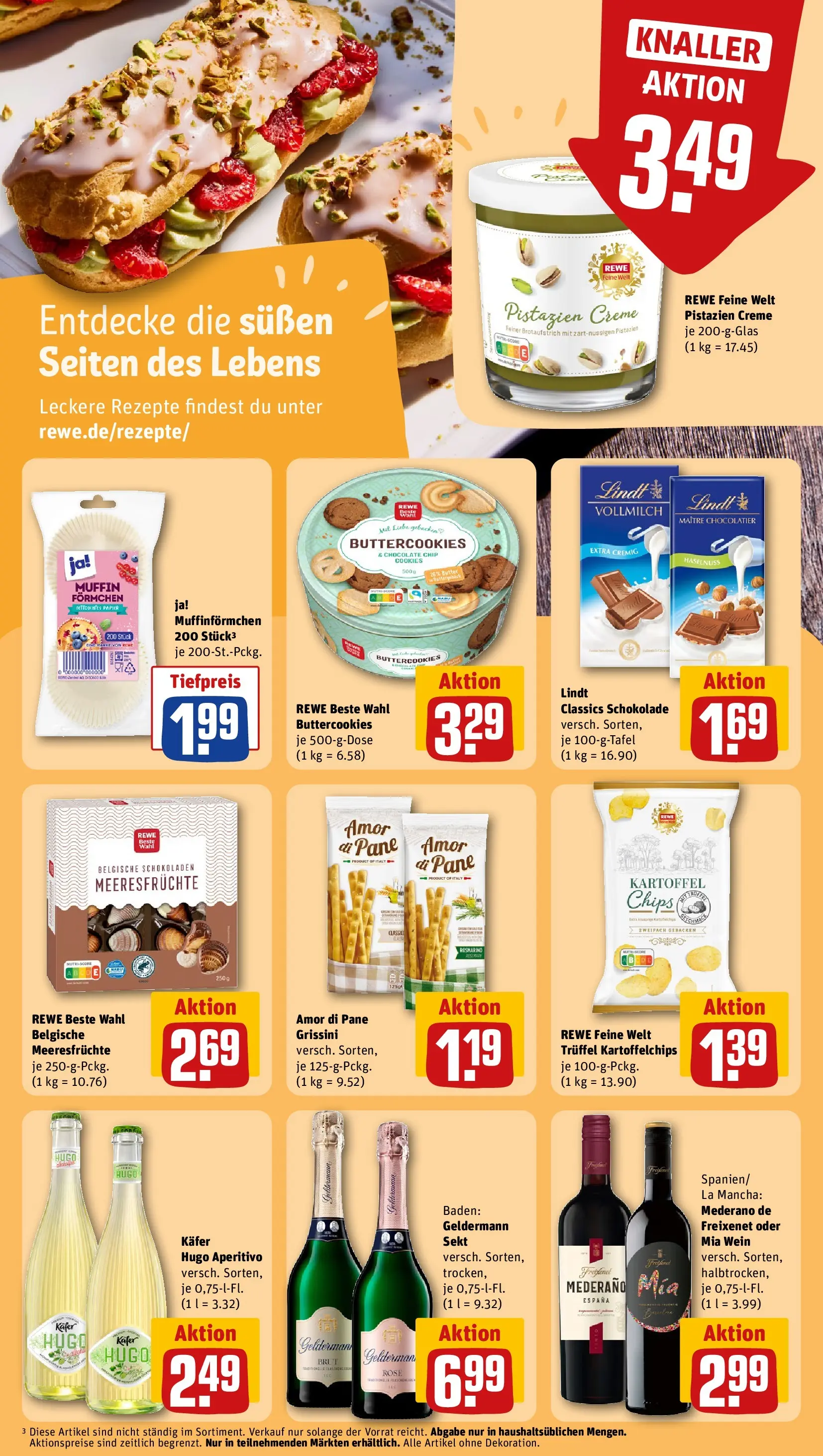 REWE Prospekt ab 15.03.2026 zum Blättern » Angebote | Seite: 19 | Produkte: Pistazien, Creme, Lindt, Hugo