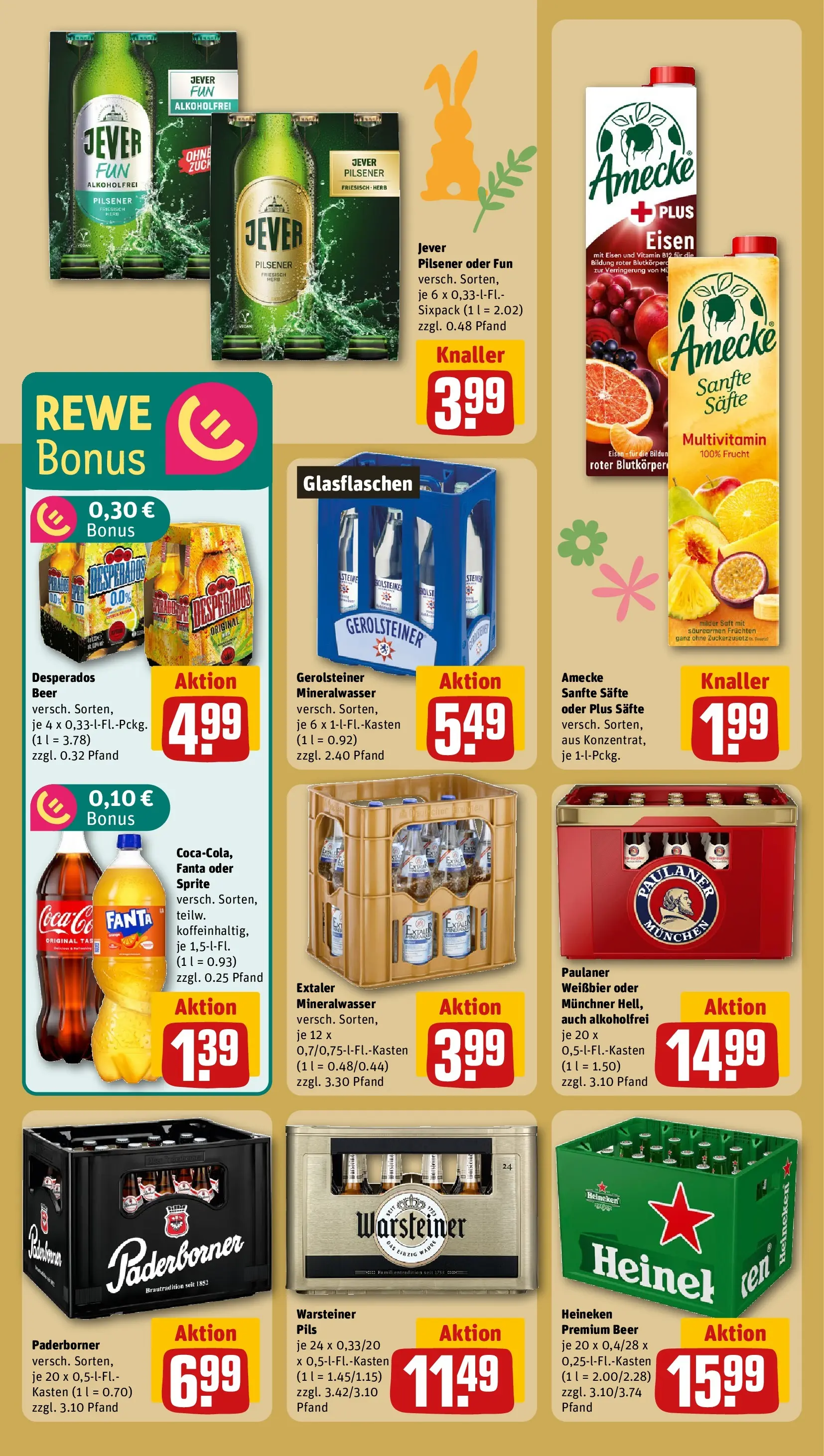 REWE Prospekt ab 15.03.2026 zum Blättern » Angebote | Seite: 20 | Produkte: Mineralwasser, Warsteiner, Jever, Desperados