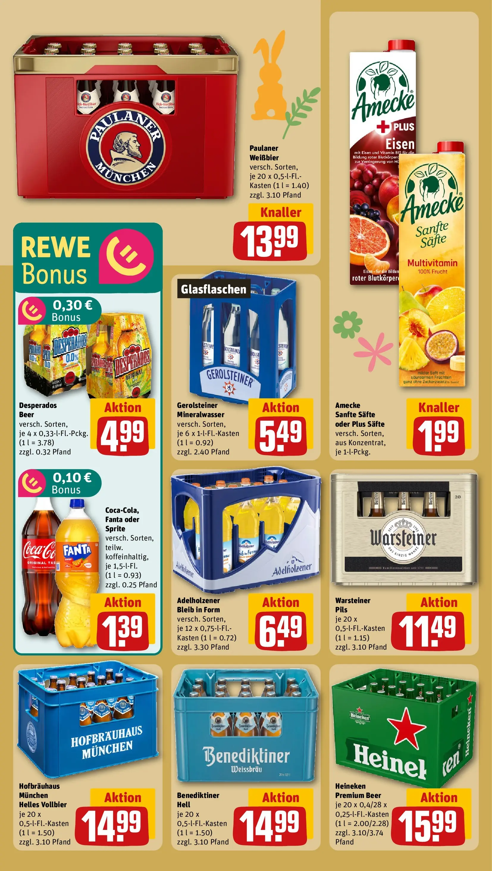 REWE Prospekt ab 15.03.2026 zum Blättern » Angebote | Seite: 22 | Produkte: Pils, Benediktiner hell, Heineken, Gerolsteiner