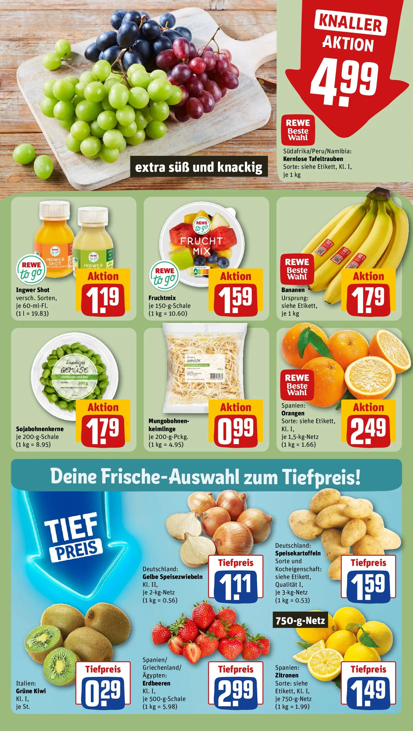 REWE Prospekt ab 15.03.2026 zum Blättern » Angebote | Seite: 8 | Produkte: Gemüse, Erdbeeren, Kiwi, Zitronen