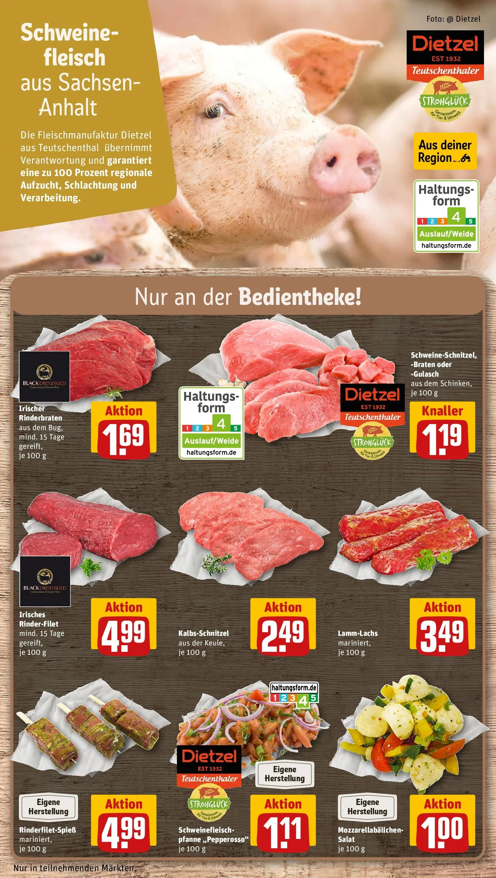 REWE Prospekt ab 15.03.2026 zum Blättern » Angebote | Seite: 12 | Produkte: Mozzarella, Schweinefleisch, Fleisch, Salat