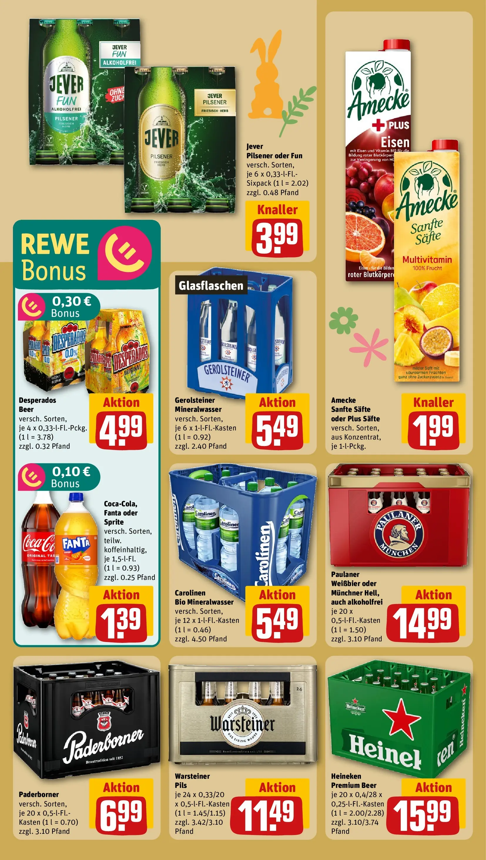 REWE Prospekt ab 15.03.2026 zum Blättern » Angebote | Seite: 18 | Produkte: Weißbier, Mineralwasser, Heineken, Desperados