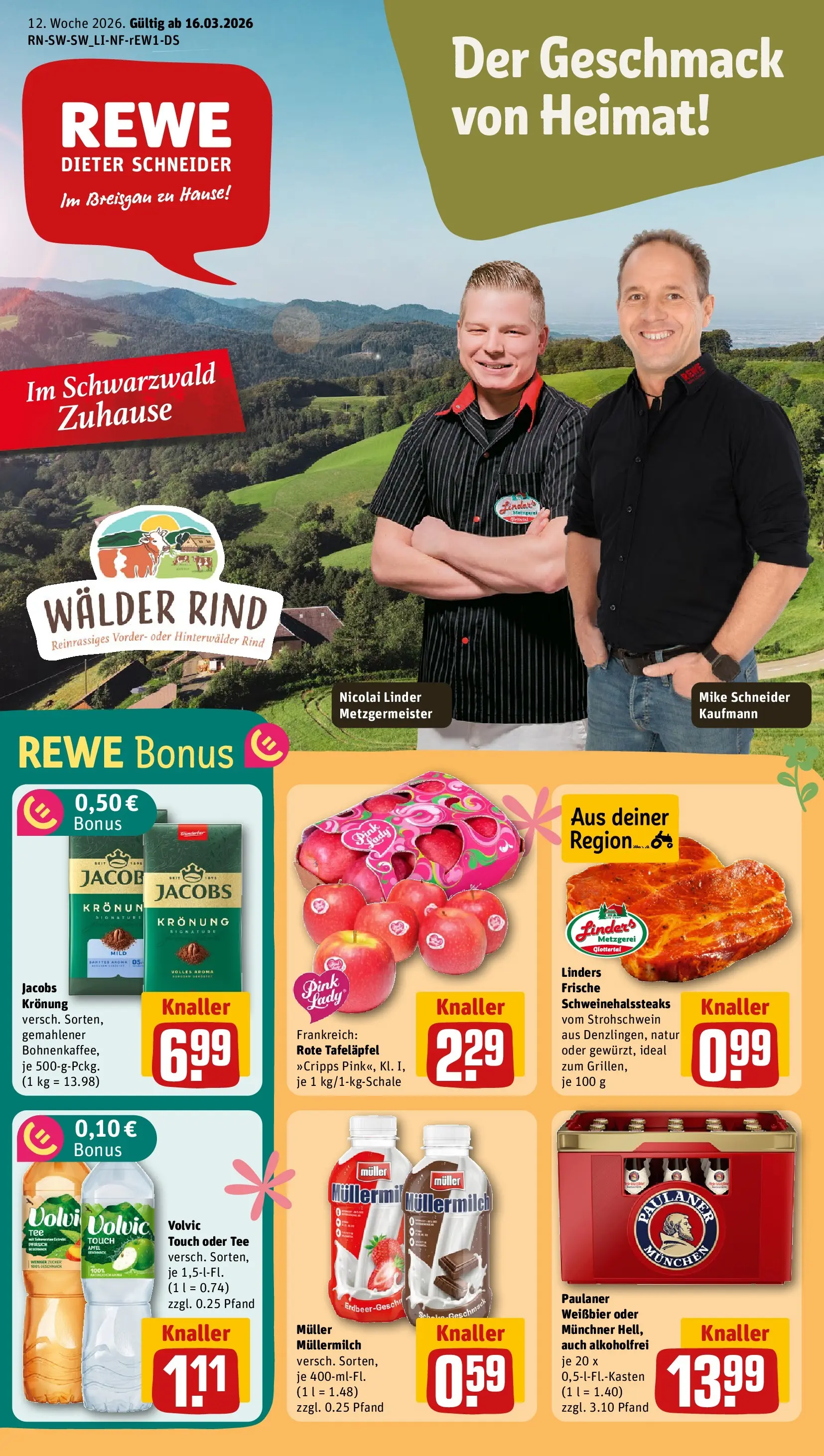 REWE Prospekt ab 15.03.2026 zum Blättern » Angebote | Seite: 1 | Produkte: Äpfel, Volvic touch, Tee, Muller mullermilch