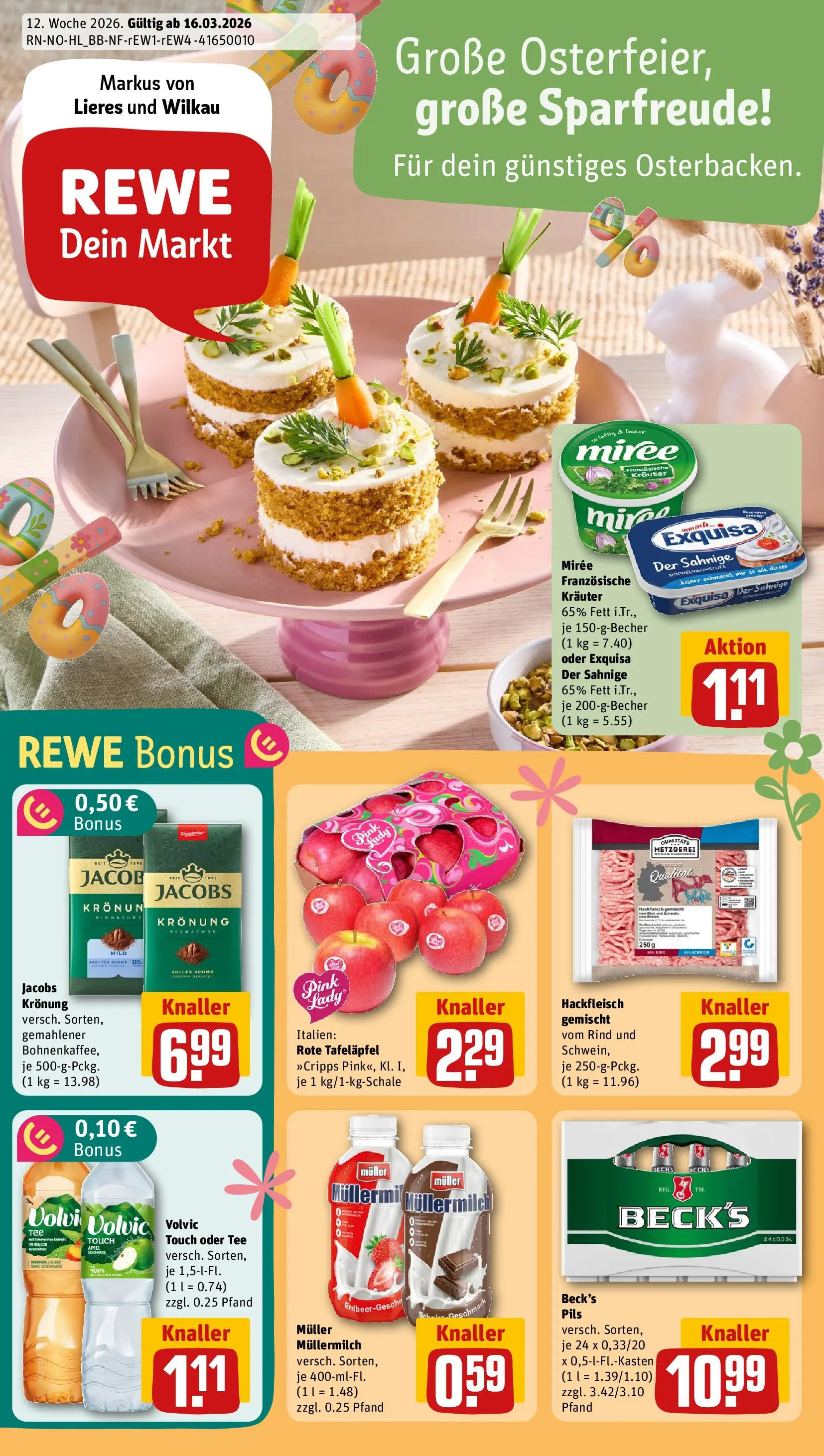 REWE Prospekt ab 15.03.2026 zum Blättern » Angebote | Seite: 1 | Produkte: Volvic touch, Exquisa, Tee, Volvic