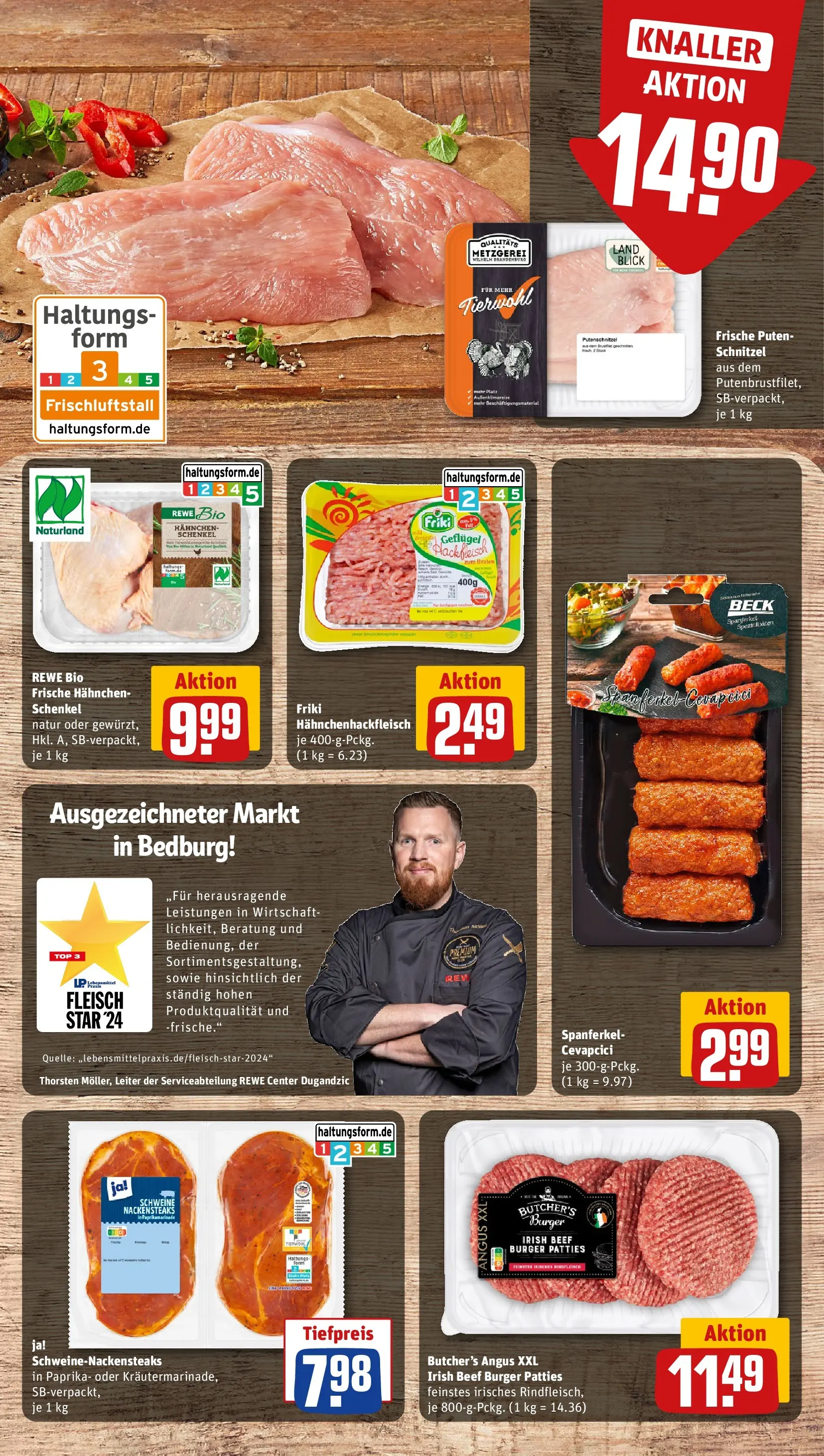 REWE Prospekt ab 15.03.2026 zum Blättern » Angebote | Seite: 10 | Produkte: Burger, Paprika, Putenschnitzel, Hackfleisch