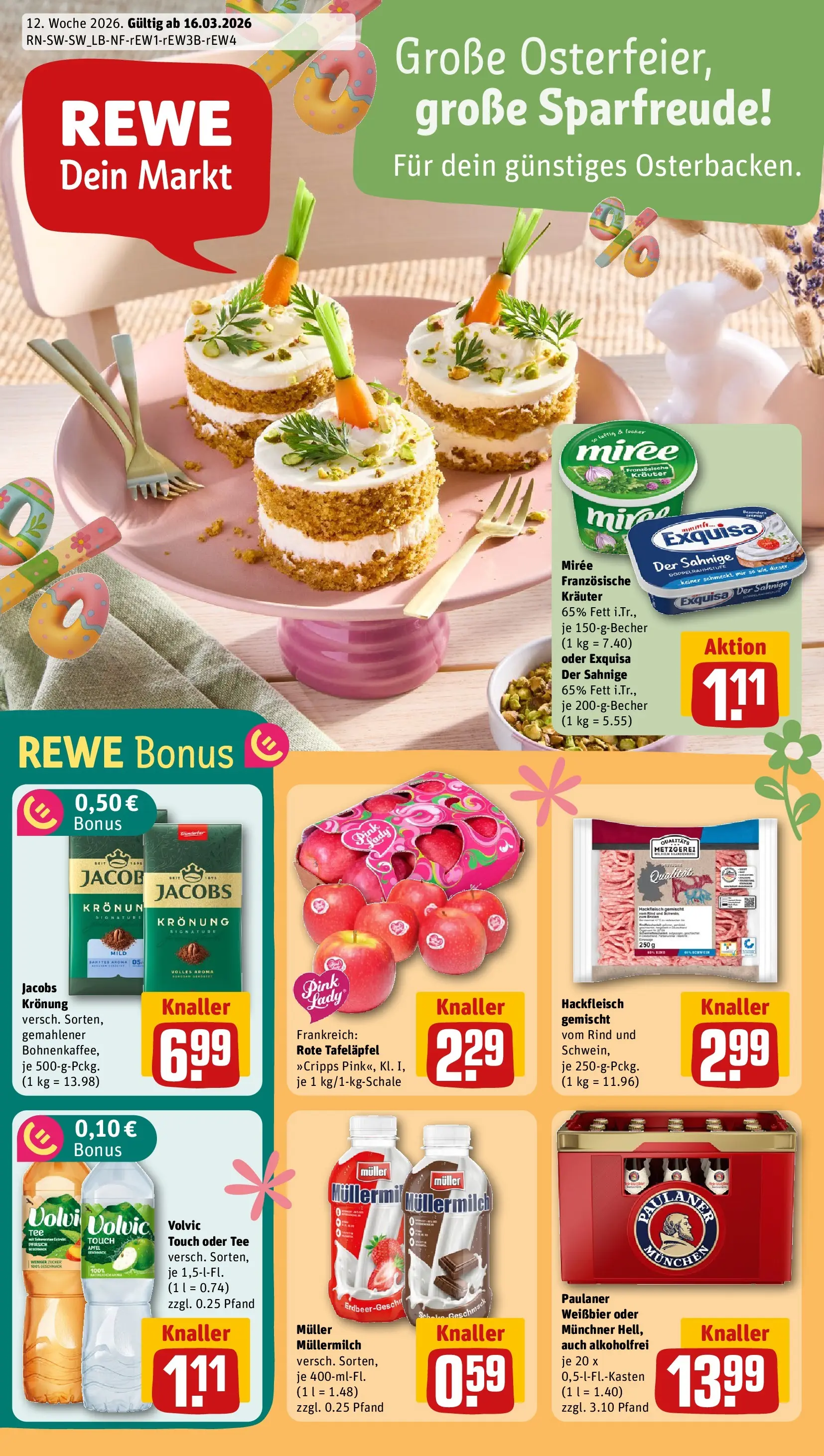REWE Prospekt ab 15.03.2026 zum Blättern » Angebote | Seite: 1 | Produkte: Exquisa, Zucker, Müllermilch, Muller mullermilch