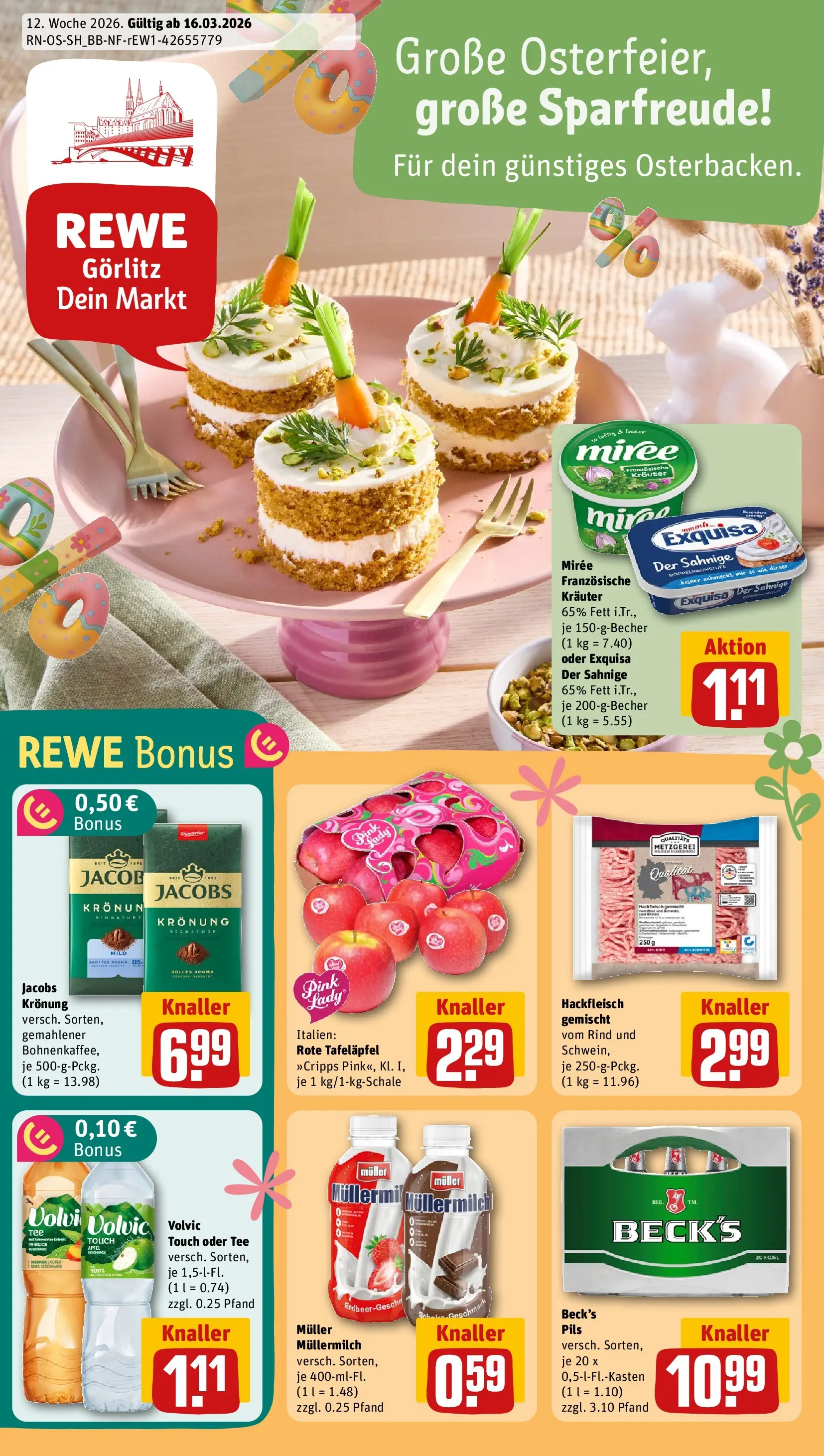REWE Prospekt ab 15.03.2026 zum Blättern » Angebote | Seite: 1 | Produkte: Rum, Volvic touch, Tee, Volvic
